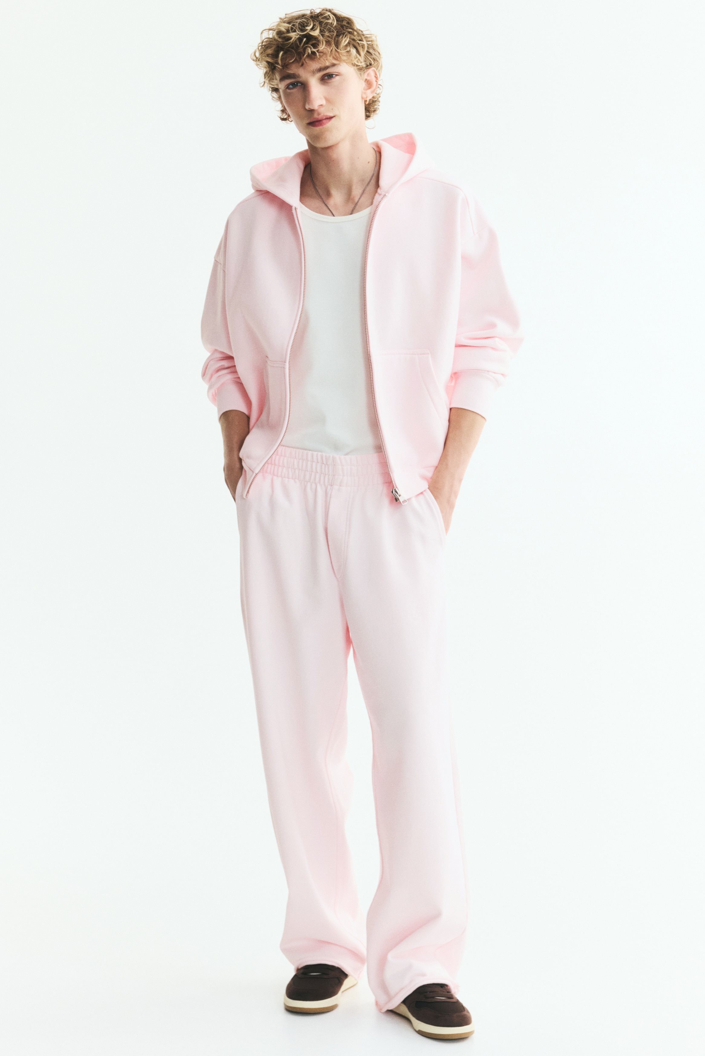 Relaxed-Fit Cotton Sweatpants - Light pink