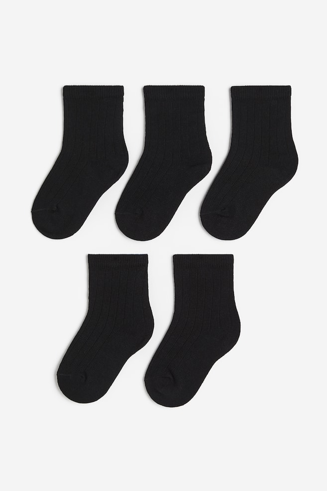 5-pack textured-knit socks - Black/Cream/Beige/White/Light blue/Green/dc - 1