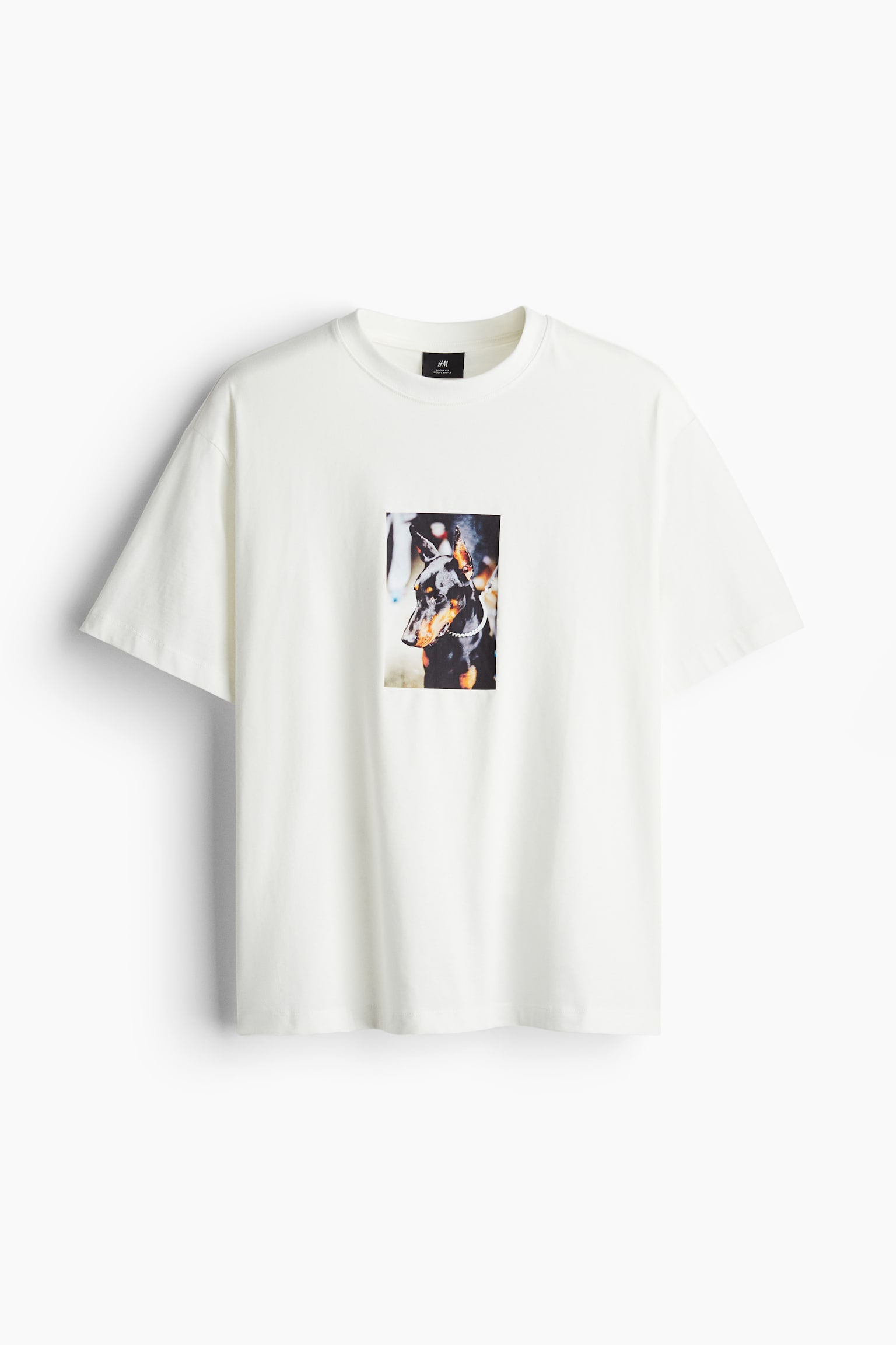 Loose Fit Printed T-shirt - White/Dog/Black/Car/White/Cat Sitter - 2