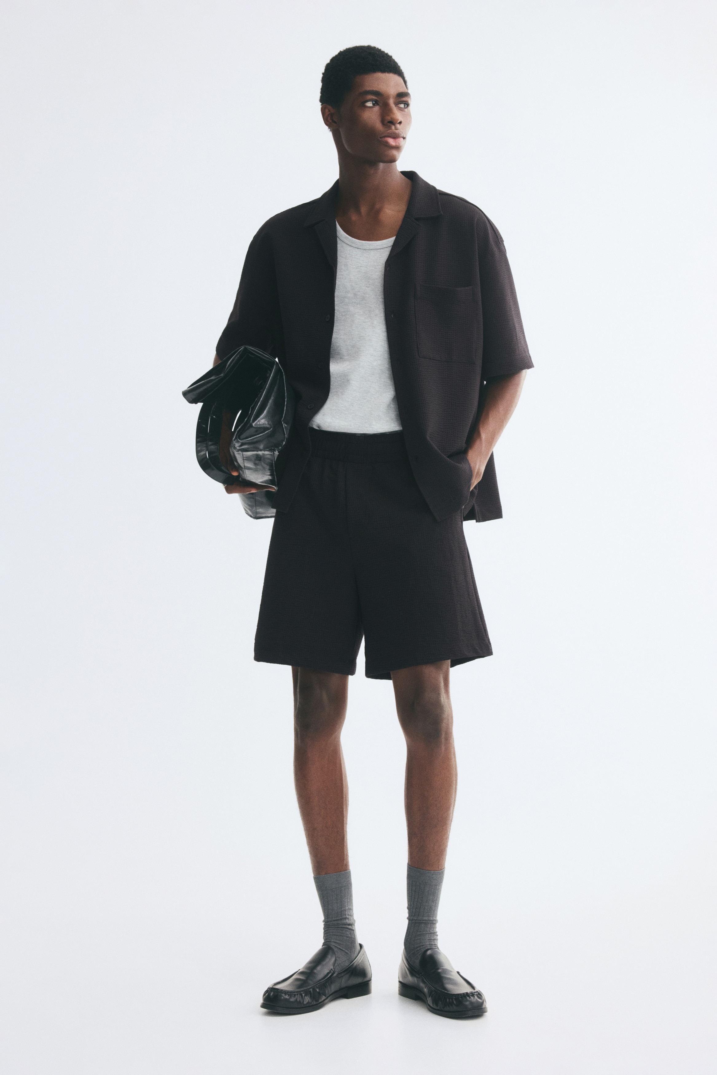 Quần short dệt ô vuông Relaxed Fit