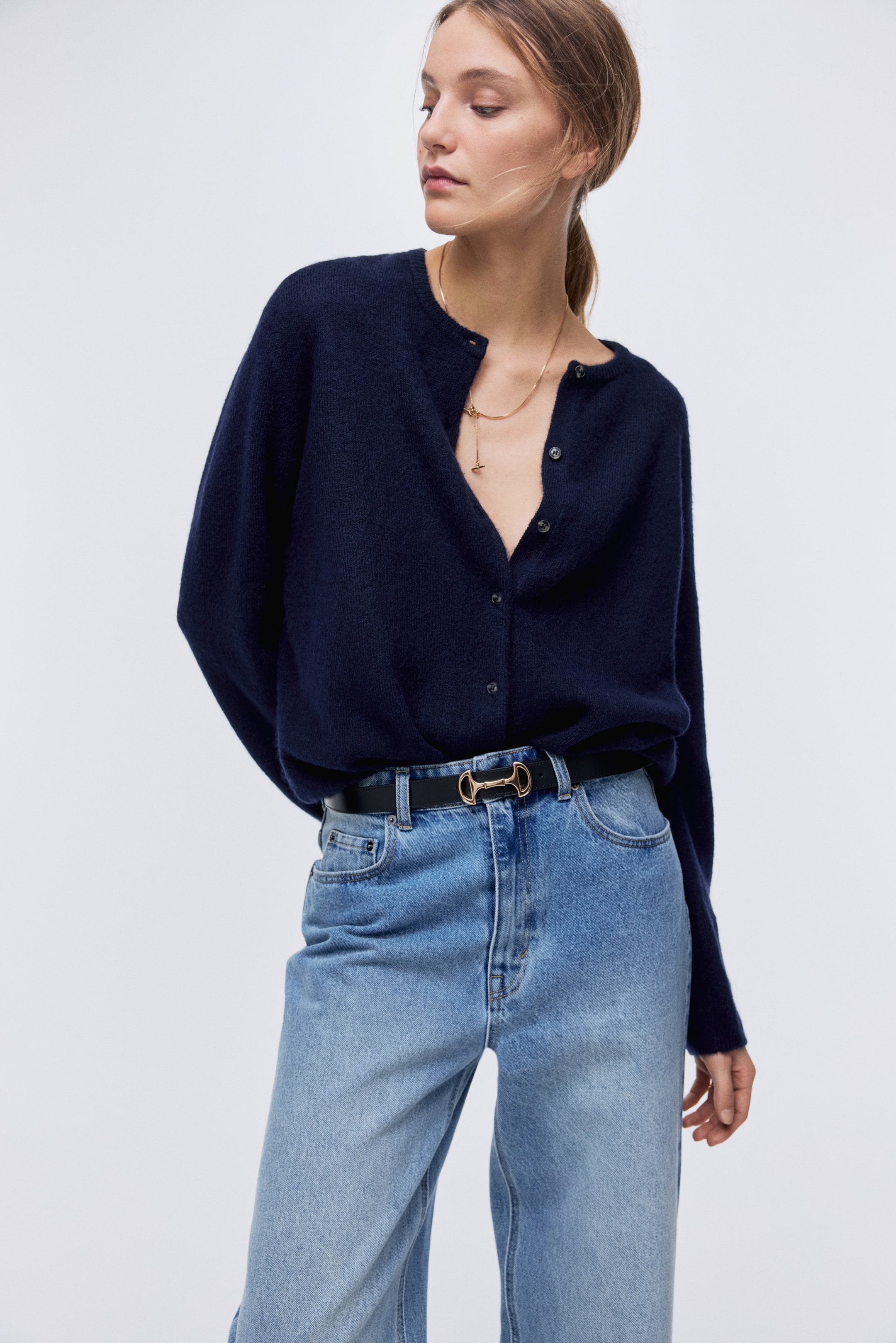 Größeres Bild anzeigen: Cardigan in lockerer Passform - Marineblau - Ladies | H&M AT 1