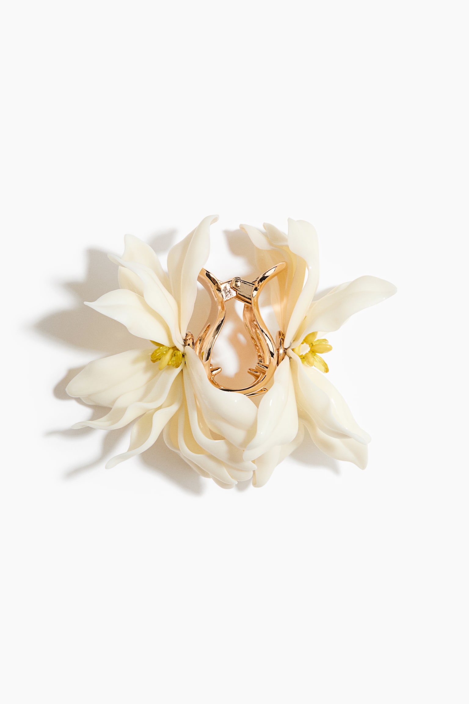 Flower-detail hair claw - Cream - 3