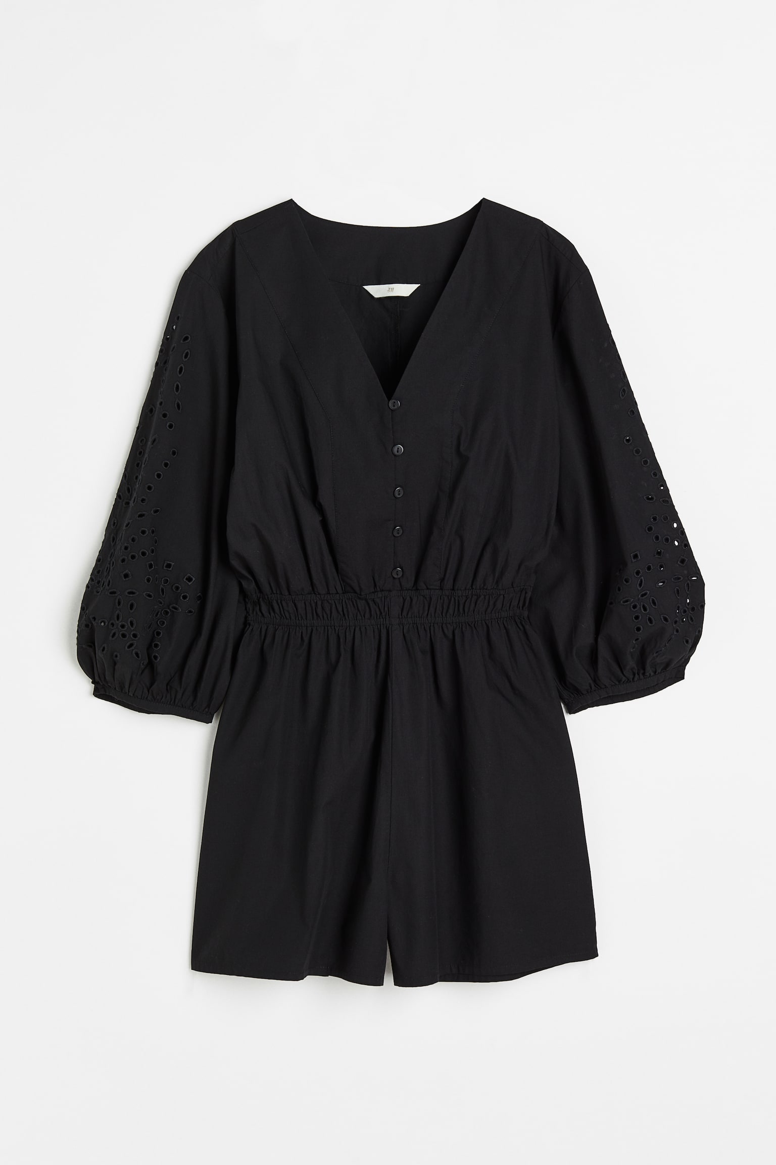 Broderie anglaise playsuit - Black - 1