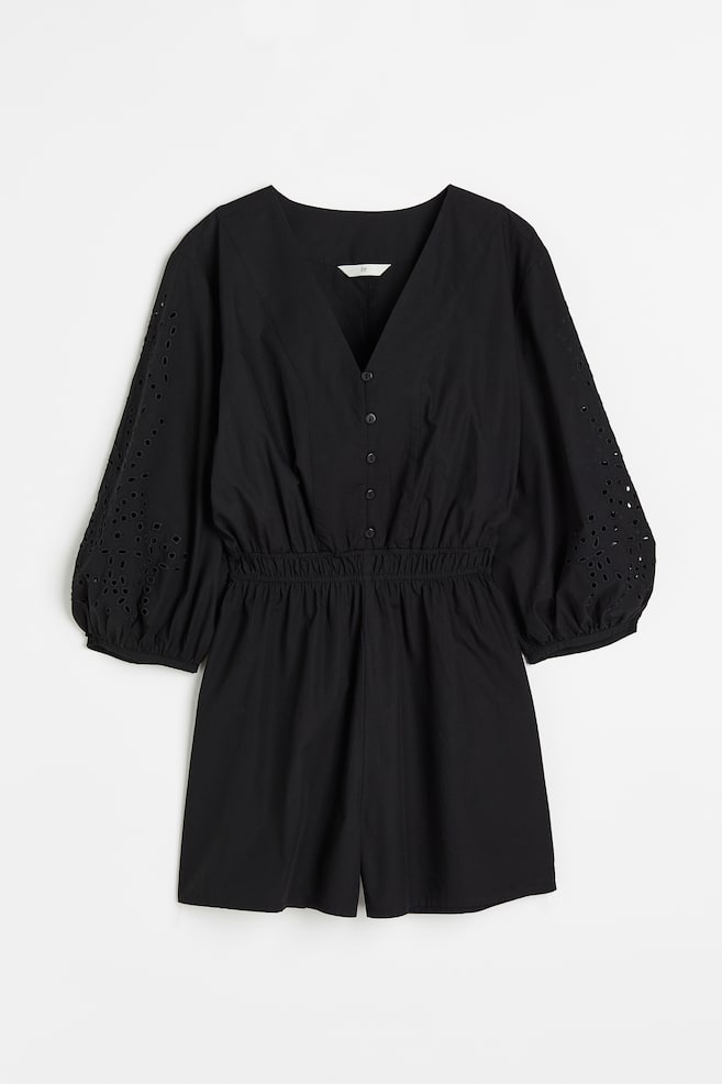 Broderie anglaise playsuit - Black/White - 2