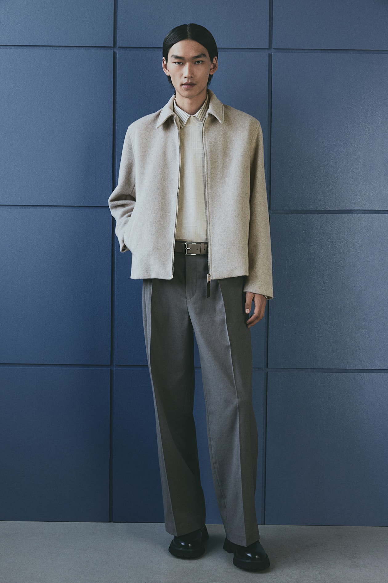 Veste-chemise classique en laine mélangée Beige HOMME H&M CA