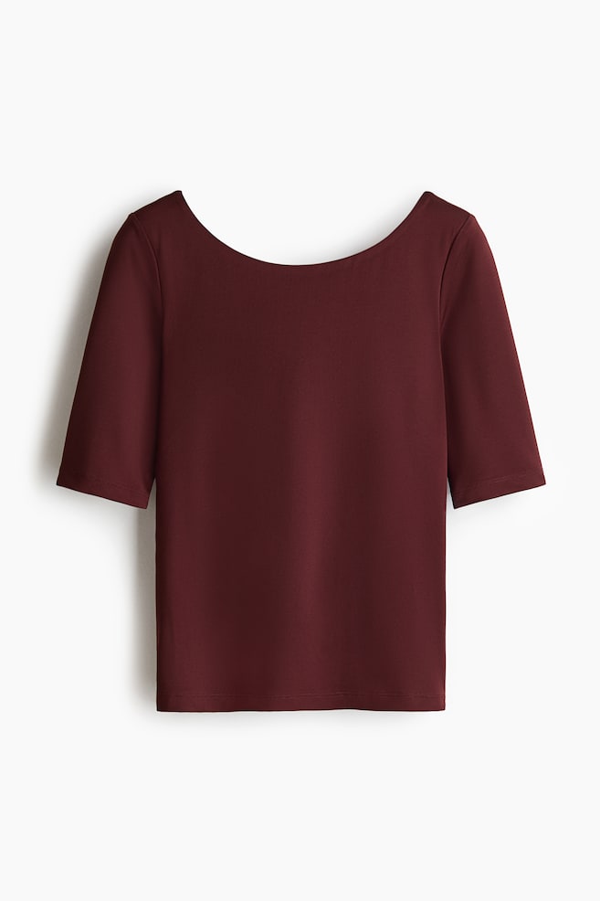 Ballerina-Neckline Top - Dark brown/Dusty khaki green/Dark red - 1