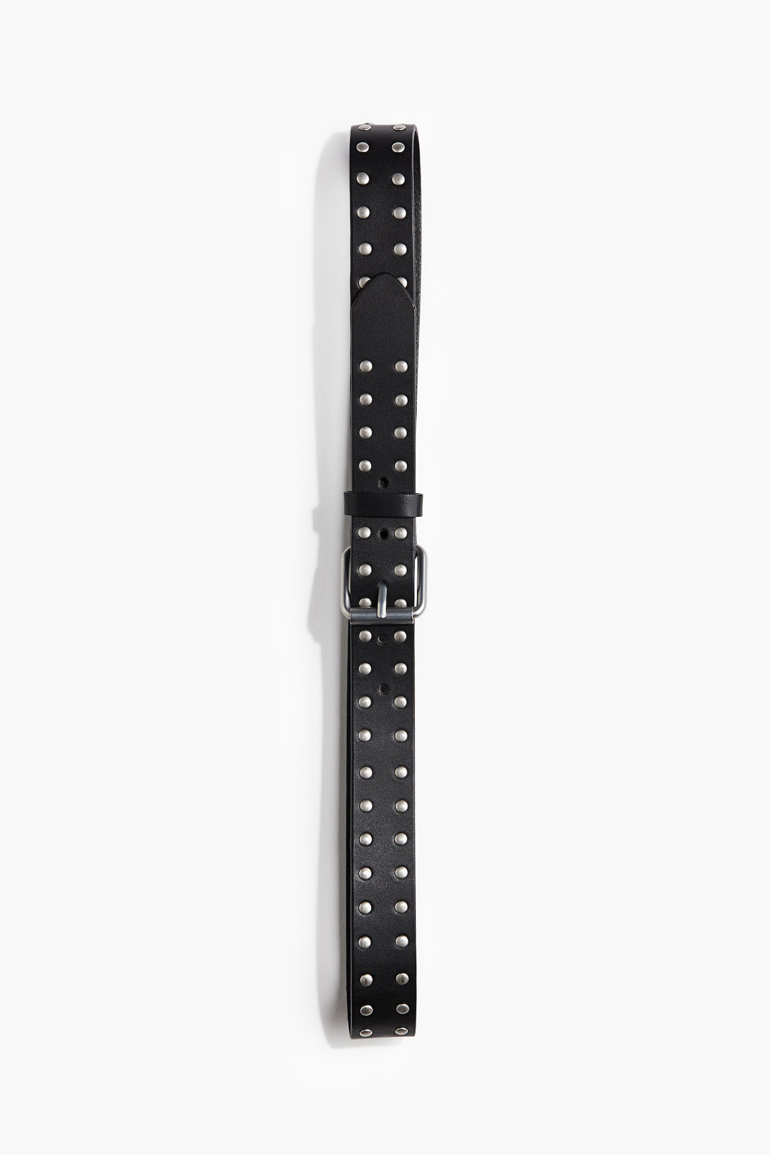 Studded leather belt - Black - 1