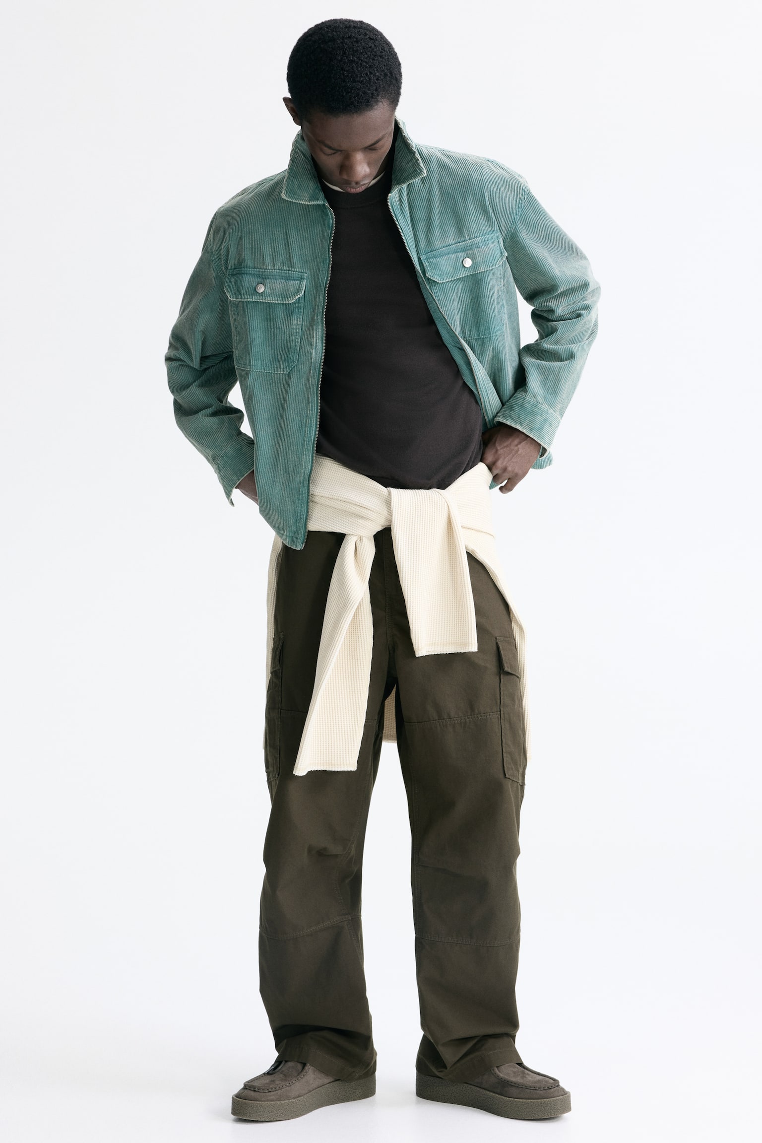 Corduroy Overshirt - Dusty green/Dark brown - 1