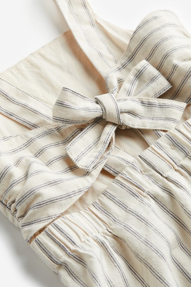 Tie-detail cotton jumpsuit - Light beige/Striped - 5
