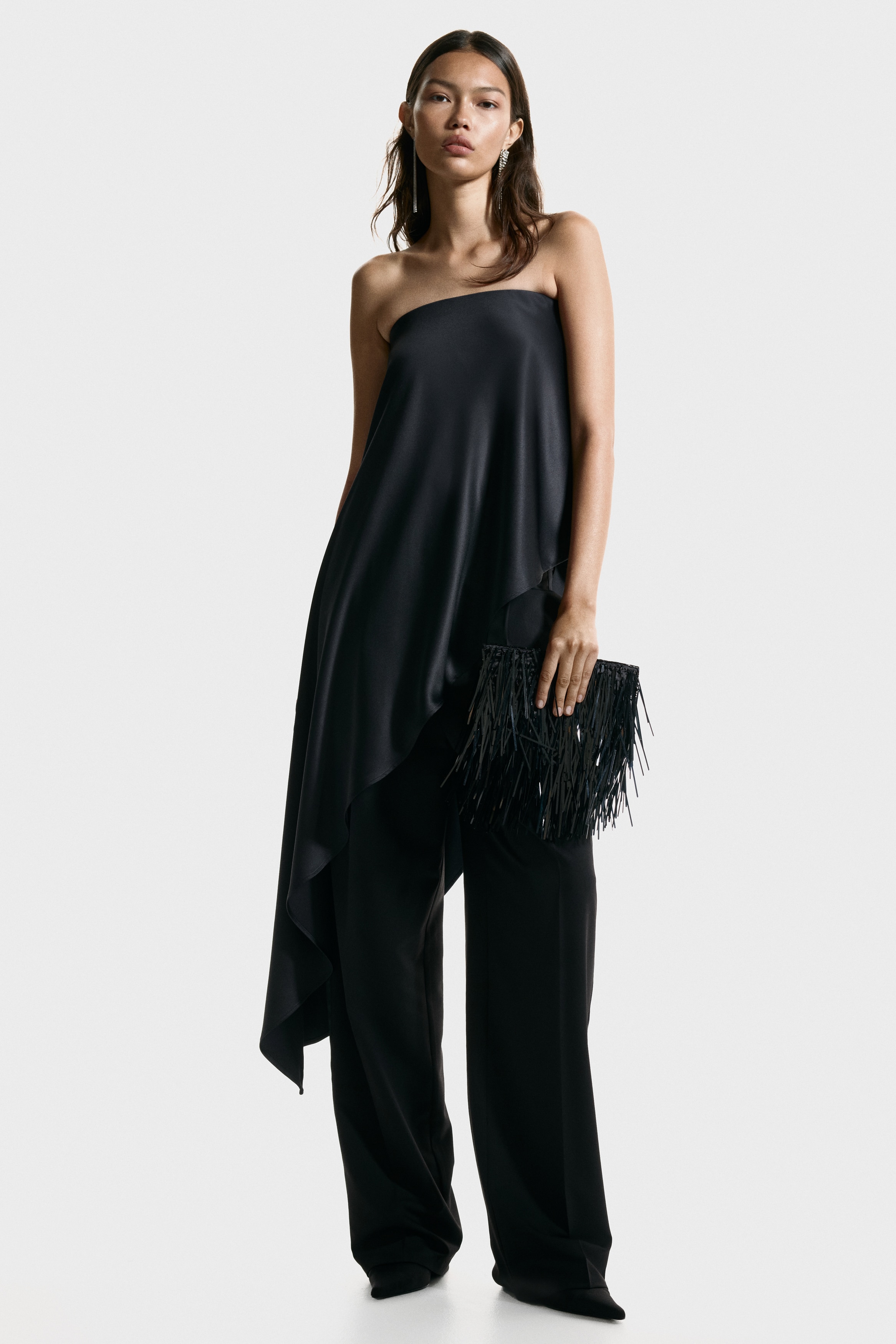 H & M - サテンバンドゥトップス - ブラック