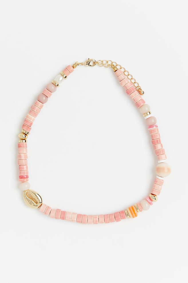 Short beaded necklace - Light pink - 2