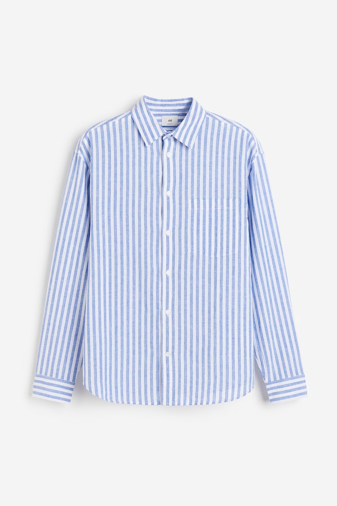 Skjorta i linmix Relaxed Fit - Ljusblå/Vitrandig/Vit/Ljusblå/Mörkblå/dc/dc - 2