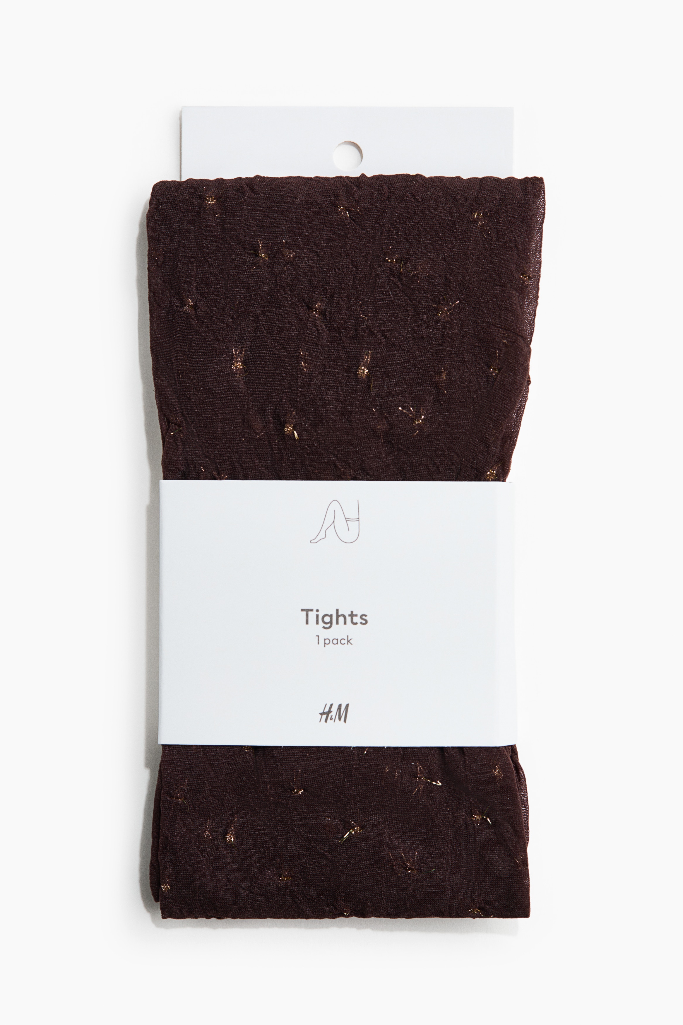 Glittery plumeti tights - Dark brown/Black