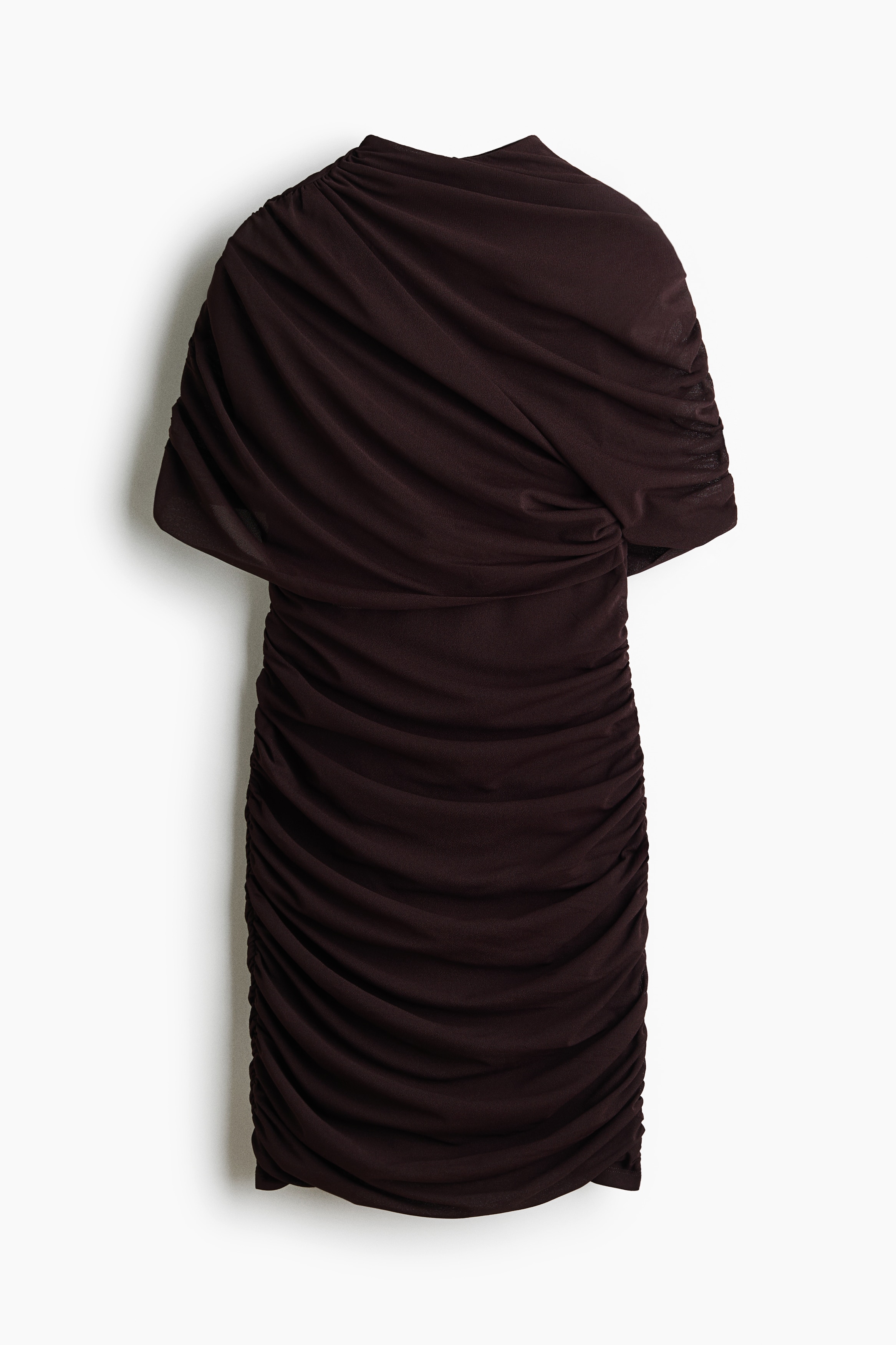 Draped Cape-Detail Dress - Dark brown/Pale apricot/Dark purple