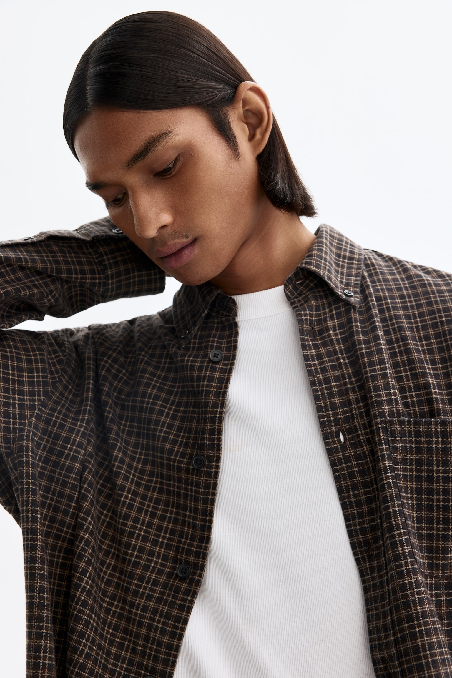 חולצת כותנה Relaxed Fit - חום/משבצות/ורוד/משבצות/בז'/משבצות - 5