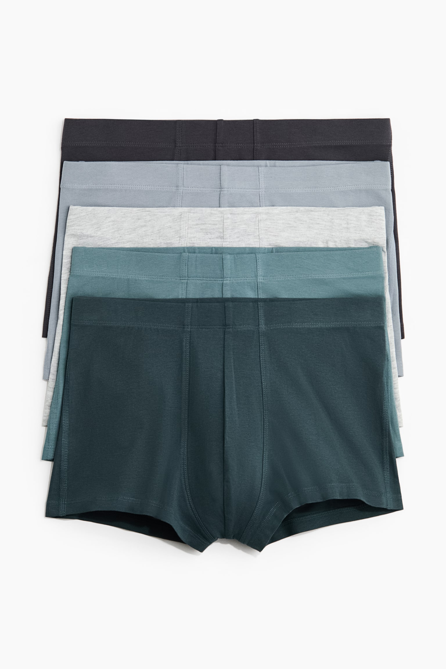 5-pack cotton short trunks - Teal/dark gray/Dark gray/Black/Burgundy/gray/black/Blue/beige