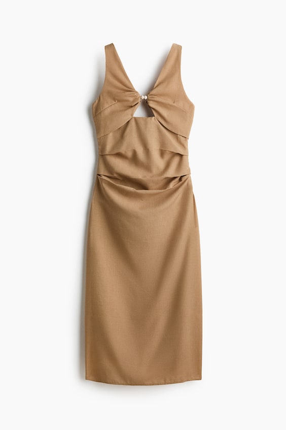 Женские платья H&M Linen-Blend Cutout Dress