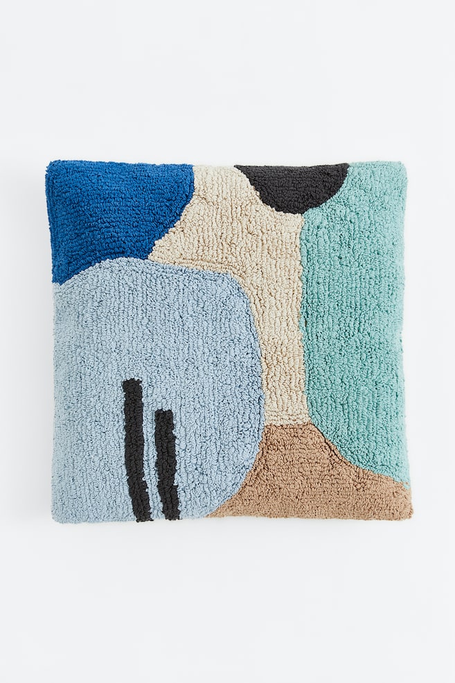 Tufted cotton cushion cover - Light blue/Block-coloured - 1