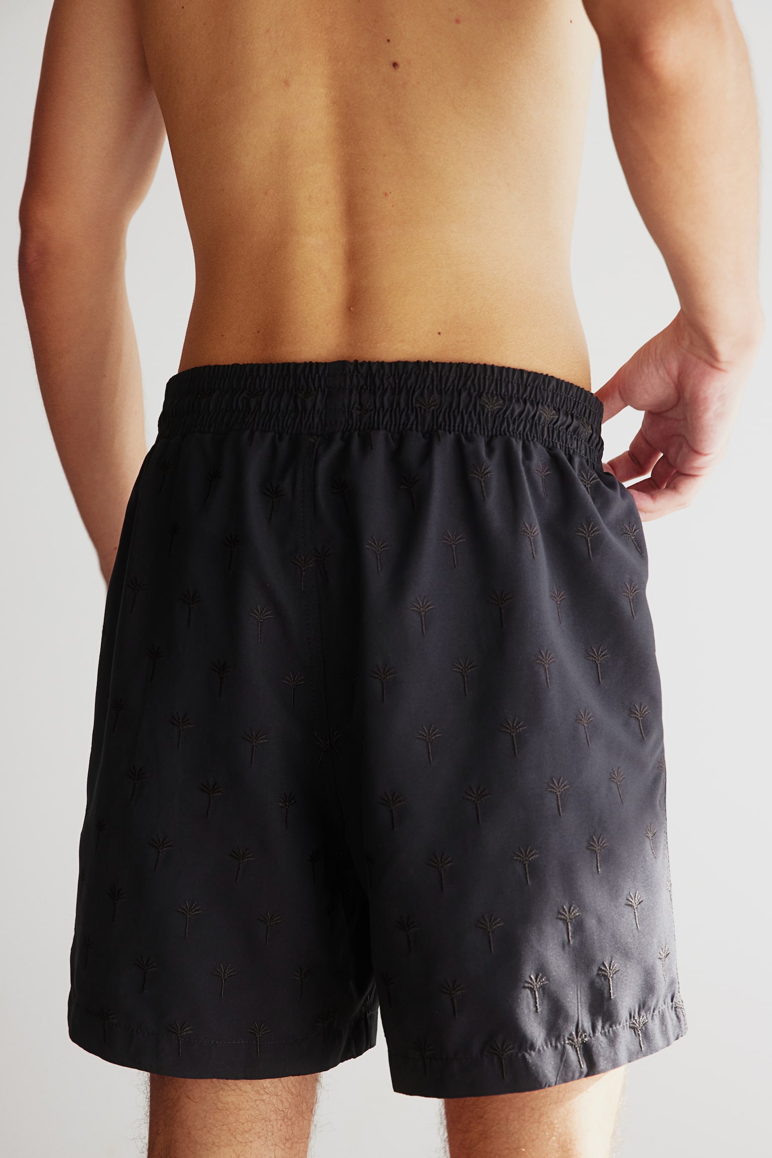 Patterned swim shorts - Black/Dark orange/Palm trees - 5