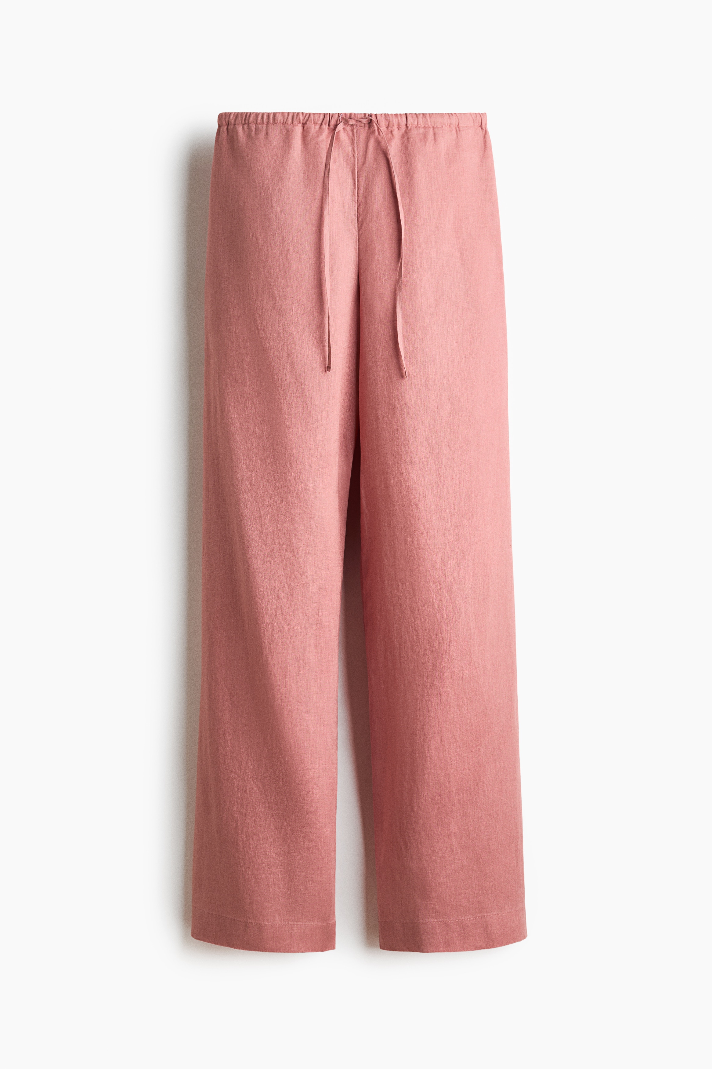 Linen drawstring trousers - Dusty pink