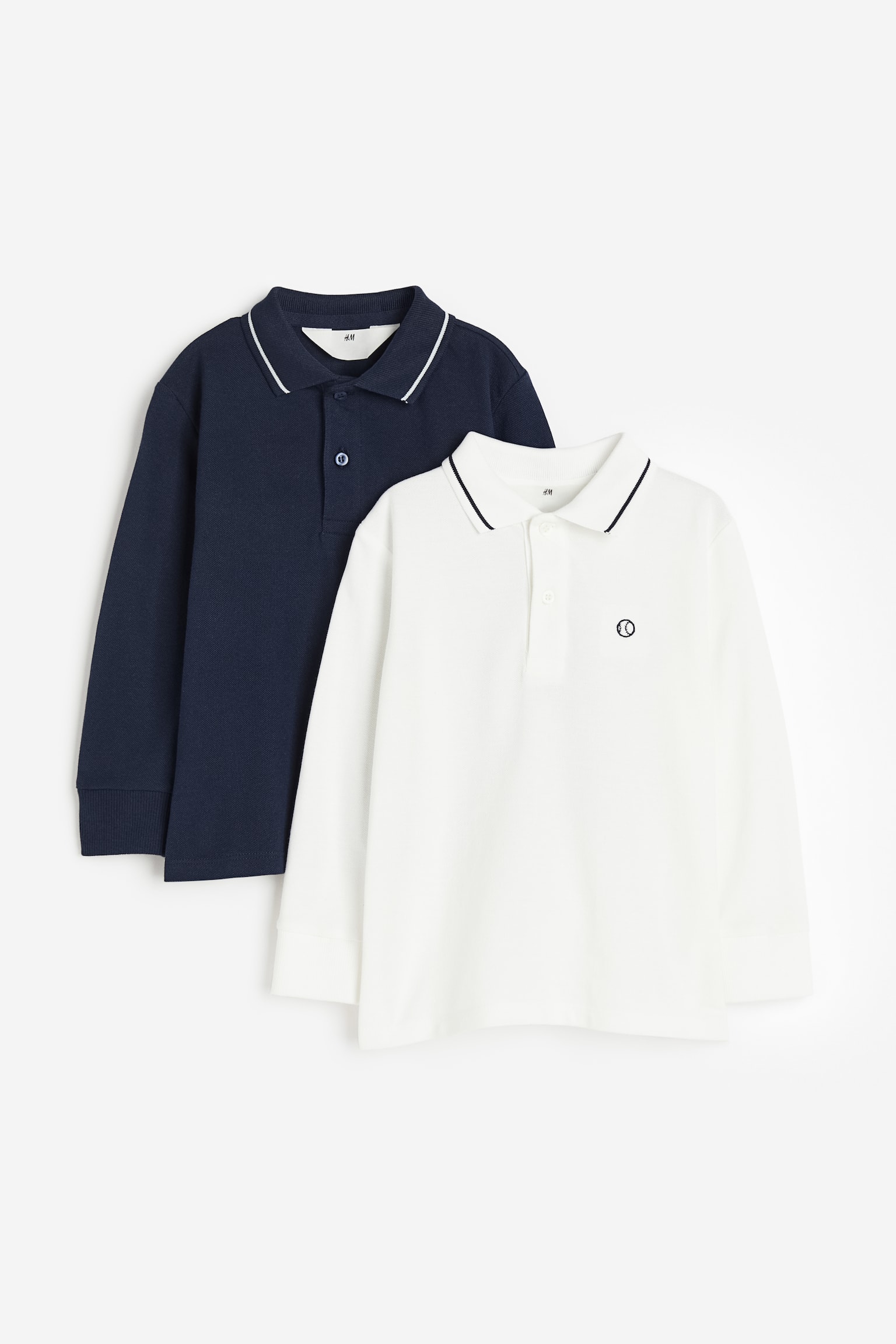 2-pack Piqué Polo Shirts - Navy blue/White - 1