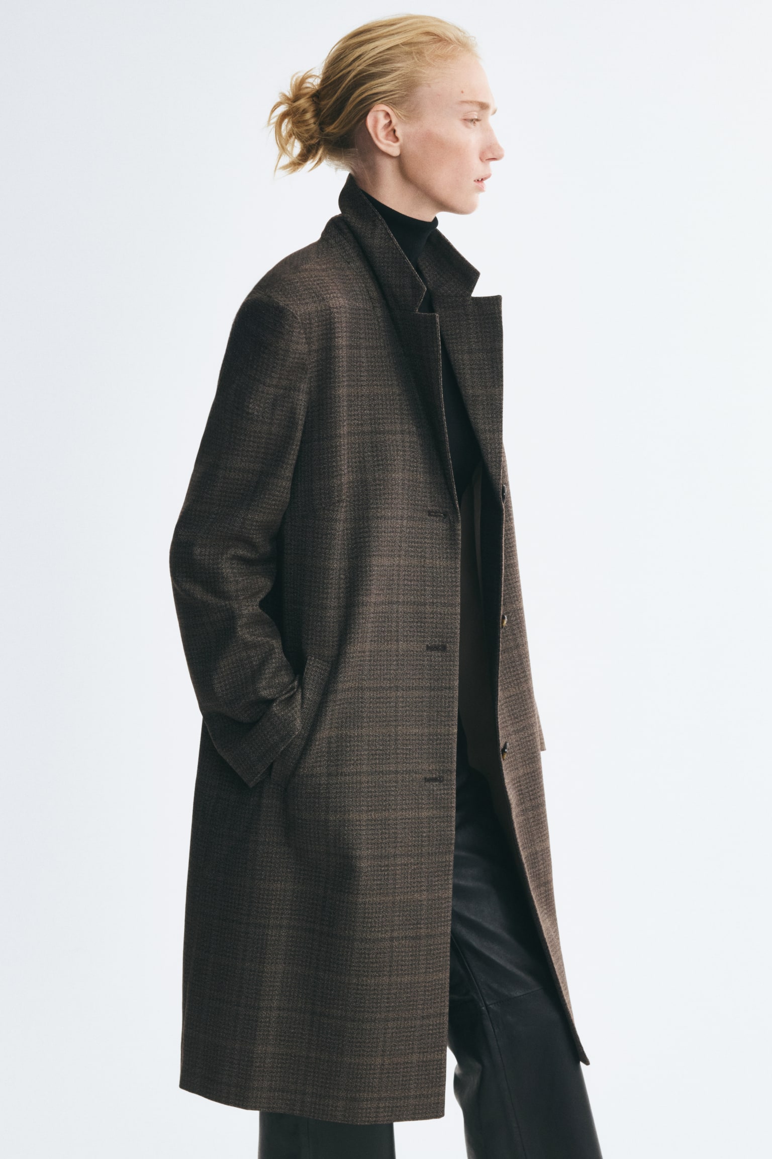 Женское пальто H&M Oversized Single-Breasted, цвет: Серо-коричневый / Клетчатый — фото 5