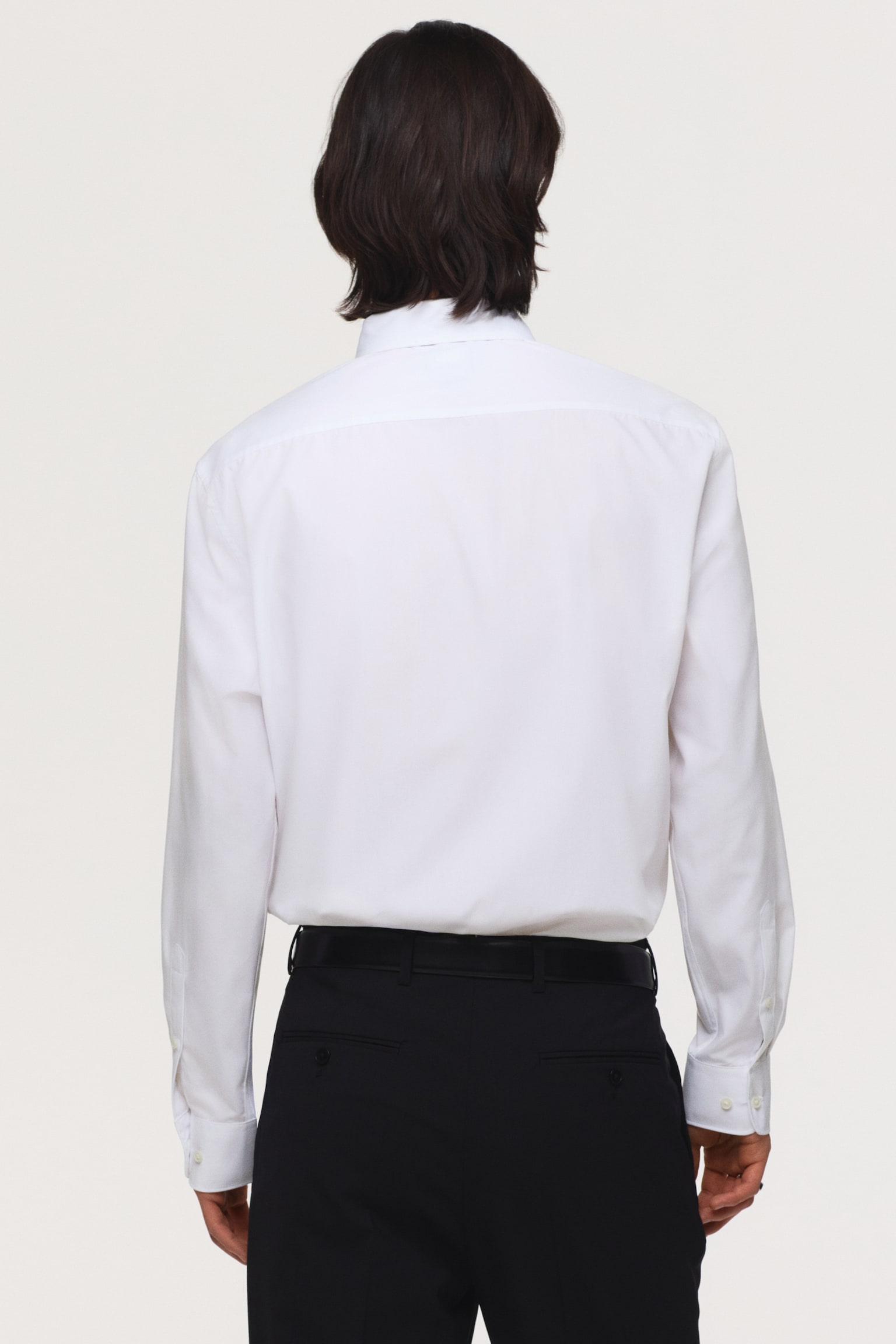 חולצה לגיהוץ קל Regular Fit - לבן/שחור - 6