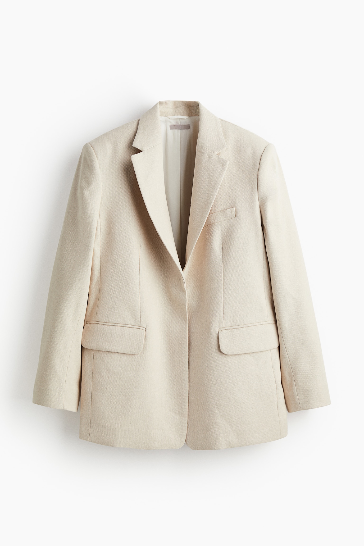 Oversized linen-blend blazer - Light beige - 2