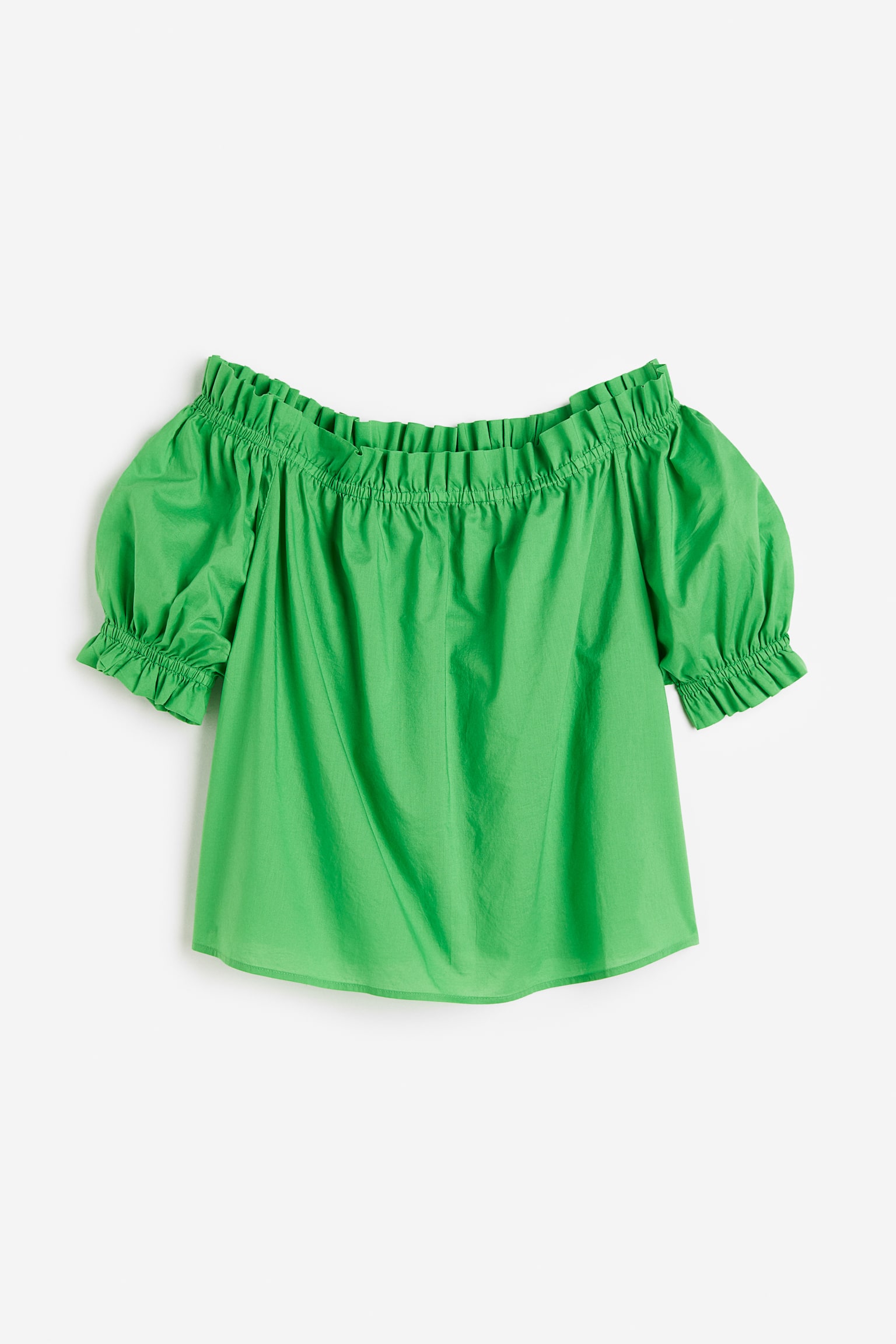 Frill Trim Off The Shoulder Top - Green - 1