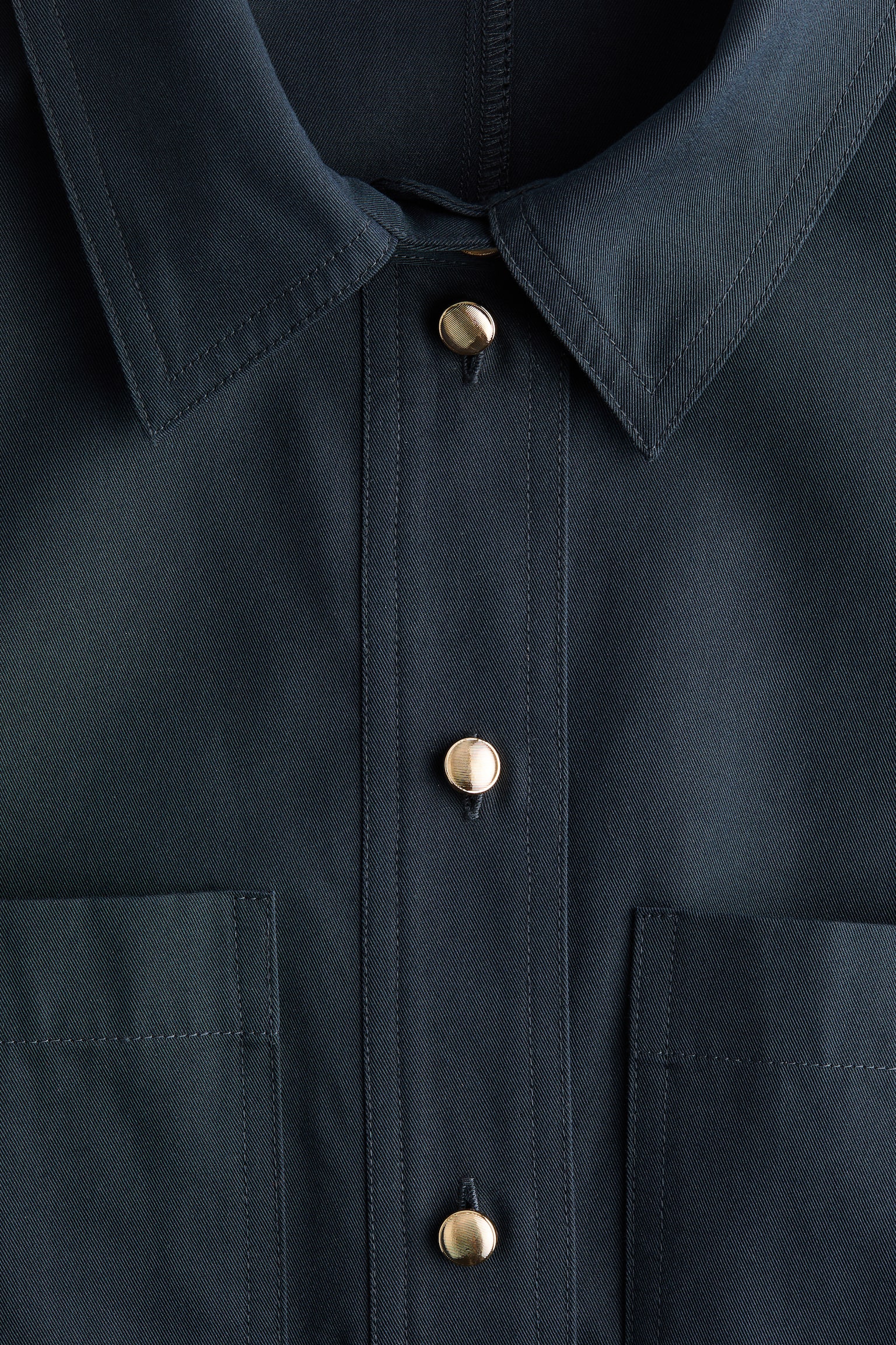 Short-sleeved shirt dress - Navy blue - 4