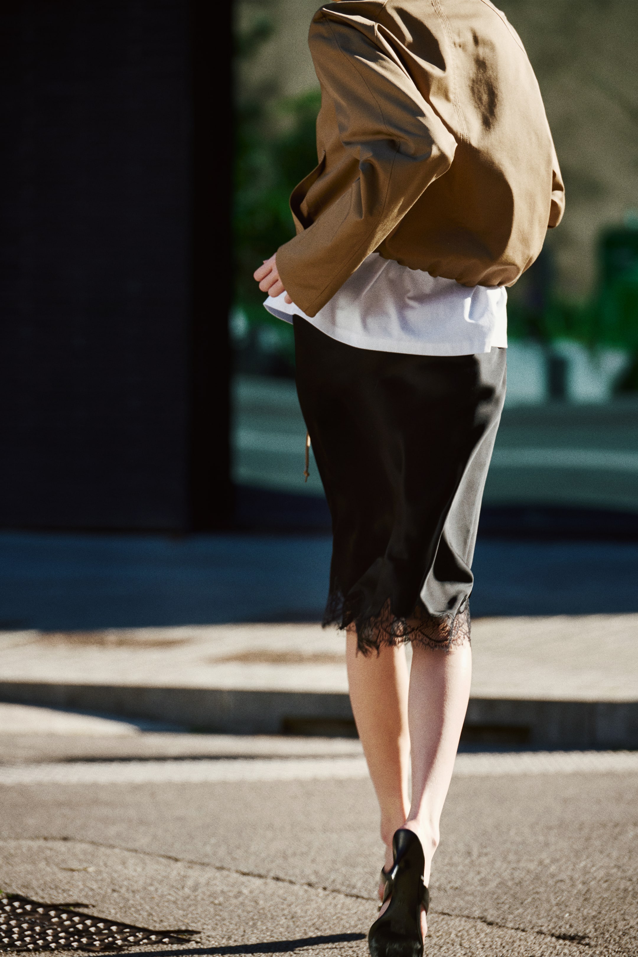 Lace-Trimmed Slip Skirt