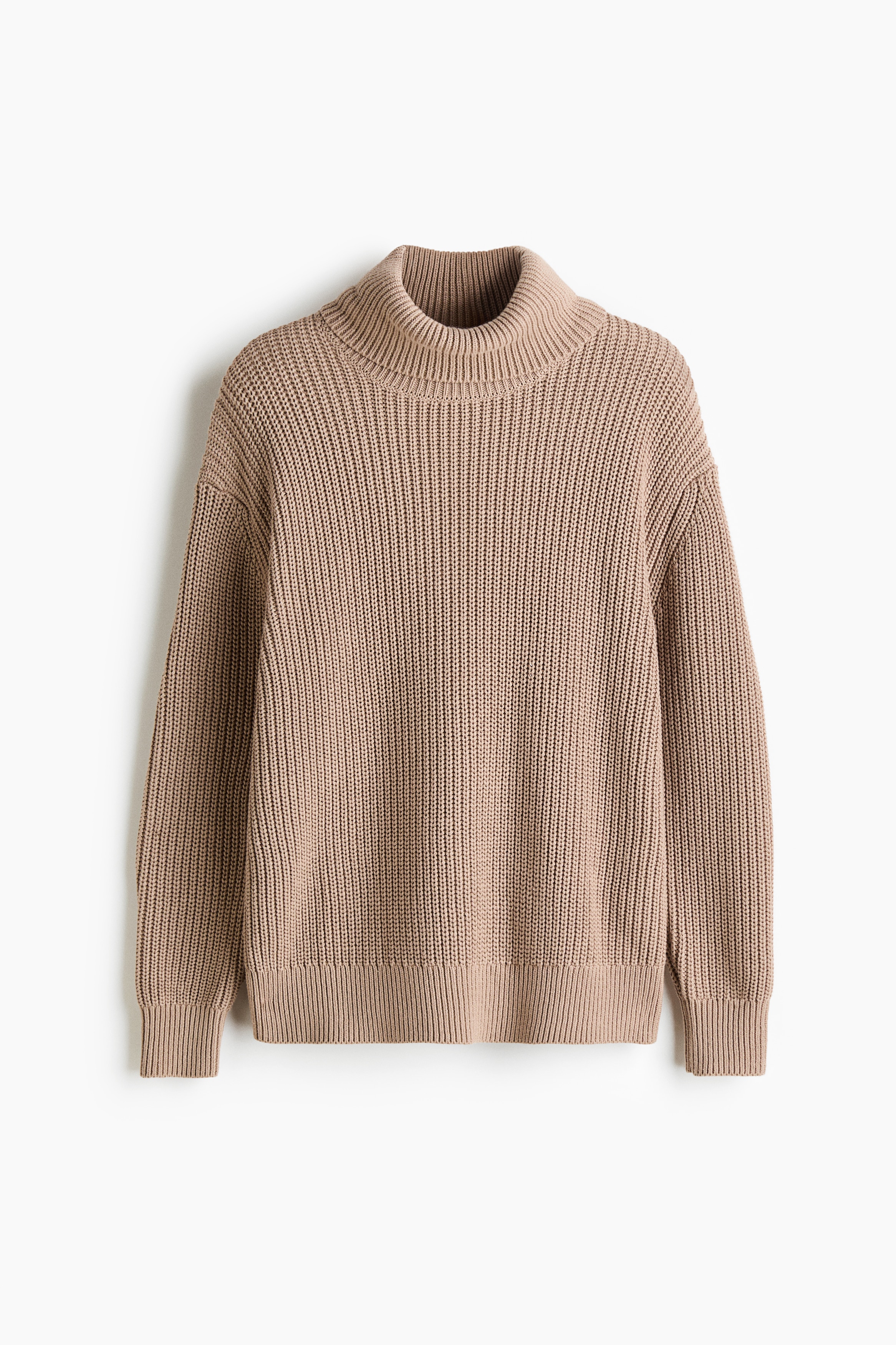 리브니트 터틀넥 스웨터 - 베이지