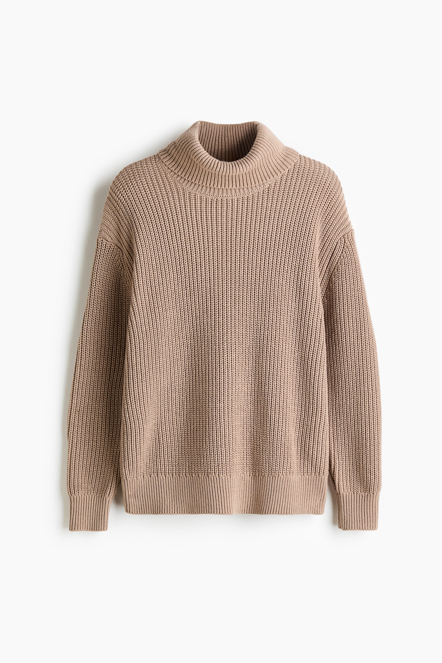 リブニット タートルネックセーター - ベージュ - 2