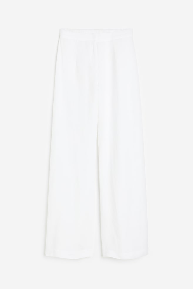 Wide linen-blend trousers - White/Black/Light pink/Bright red - 2