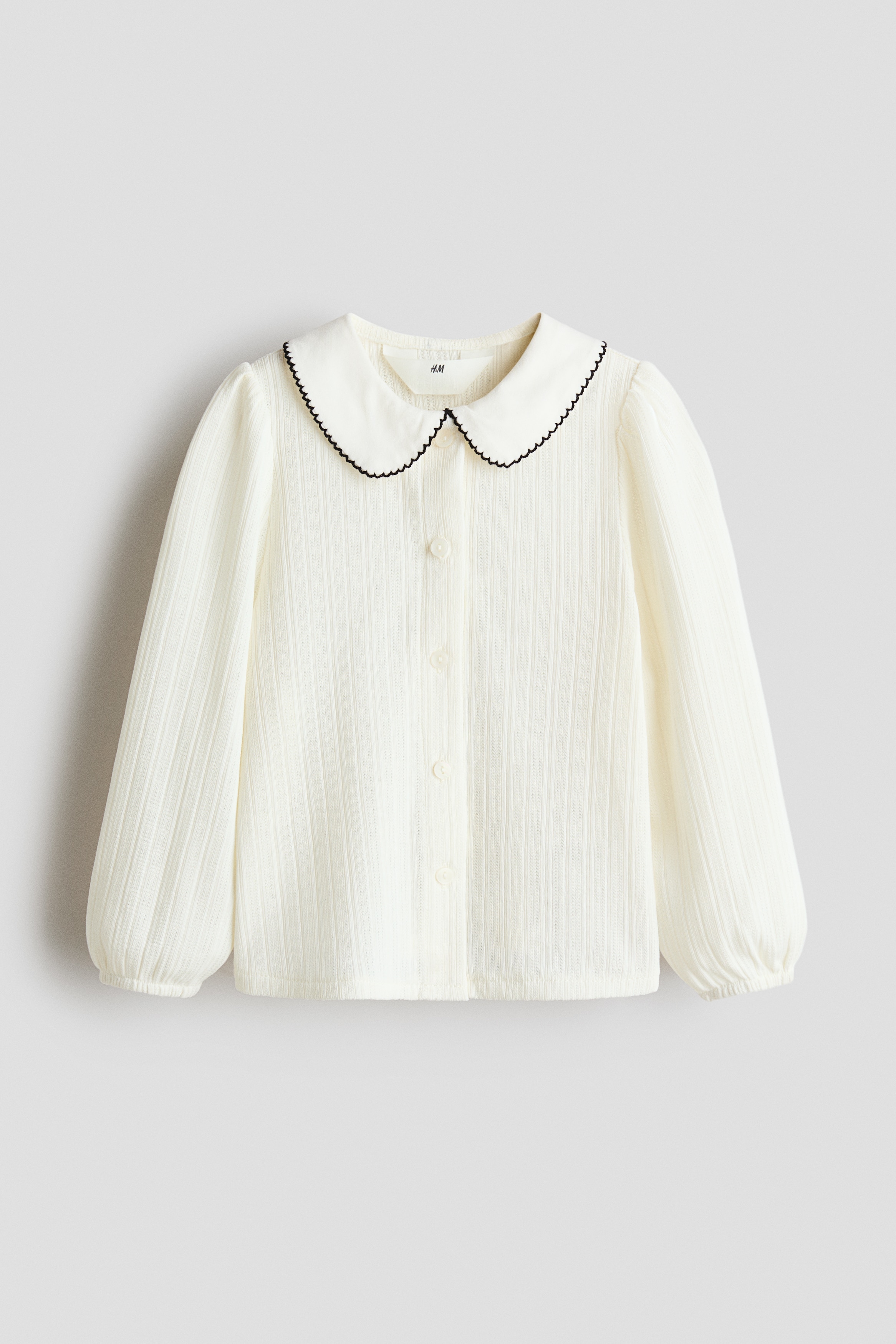 ポインテルニットブラウス - ホワイト/ブラック