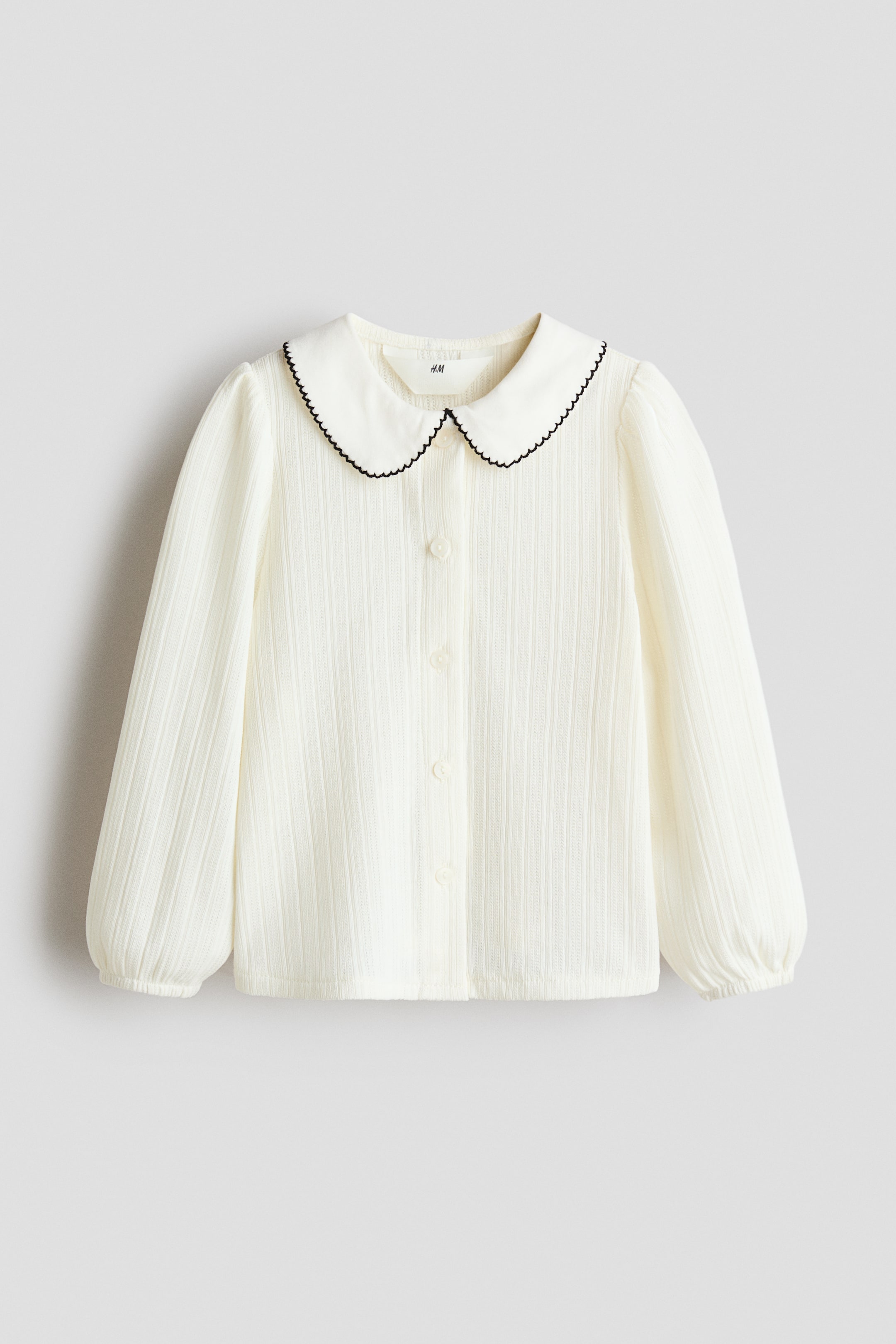 拡大画像を表示: ポインテルニットブラウス - ホワイト - Kids | H&M JP 4