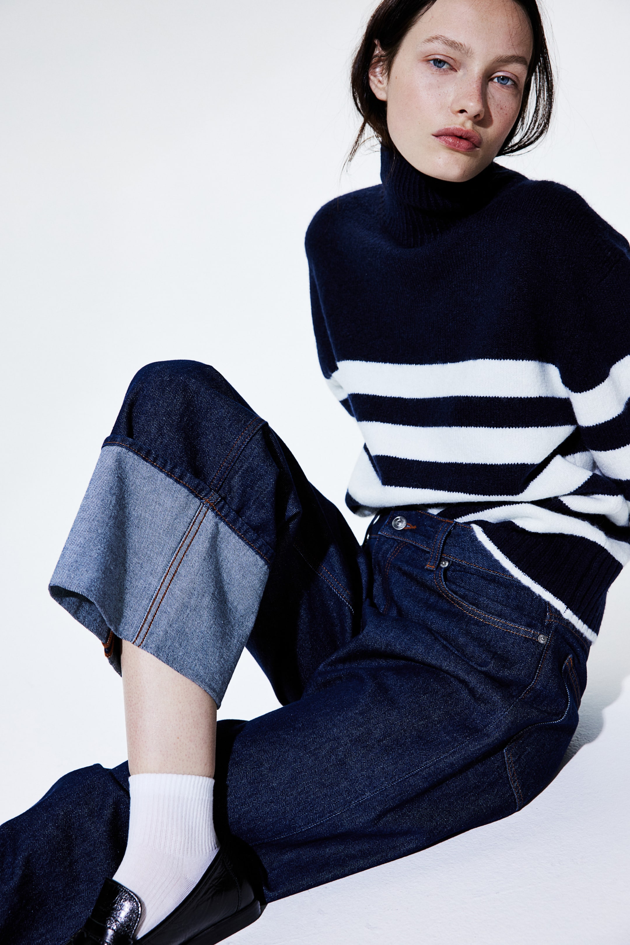 Fine-Knit Mock Turtleneck Sweater