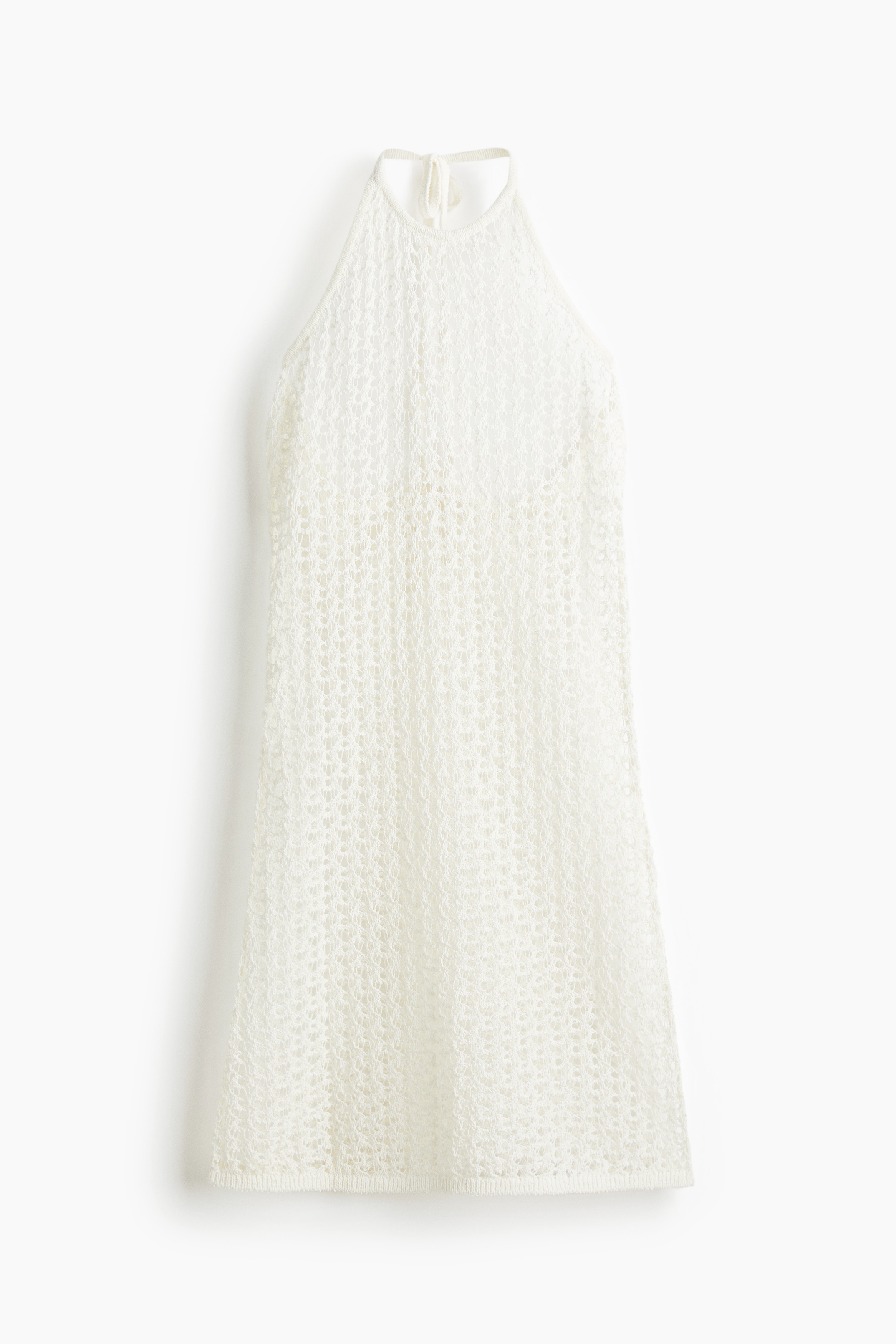 Vestido playero en tejido pointelle - Blanco/Verde