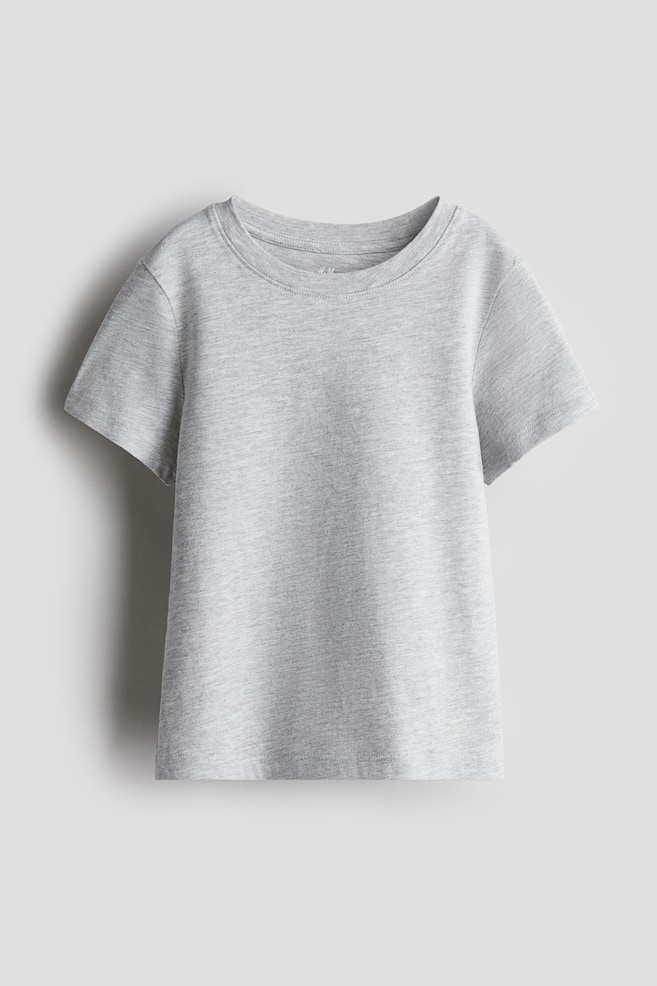 T-Shirt aus Baumwolle - Hellgraumeliert/Weiß/Weiß/Dunkelrot gestreift/Weiß/Hellgraumeliert/Mattblau/Marineblau/Helltürkis/Hellrot - 1