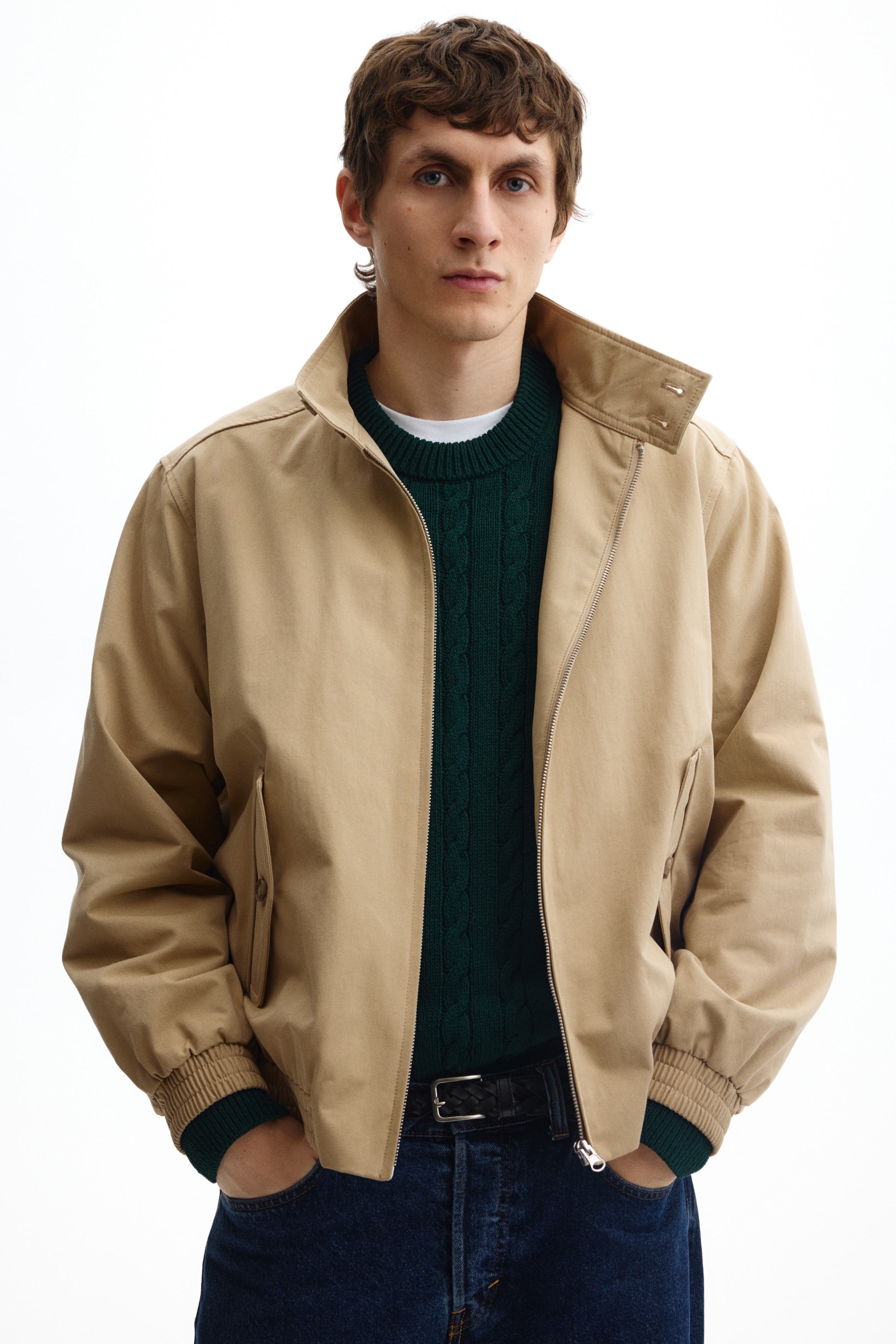 Μπουφάν από ντιαγκονάλ ύφασμα - Μπεζ