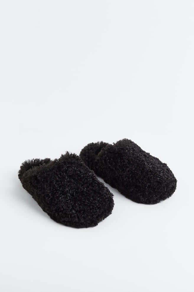Fluffy slippers - Black/Black/Zebra print - 6