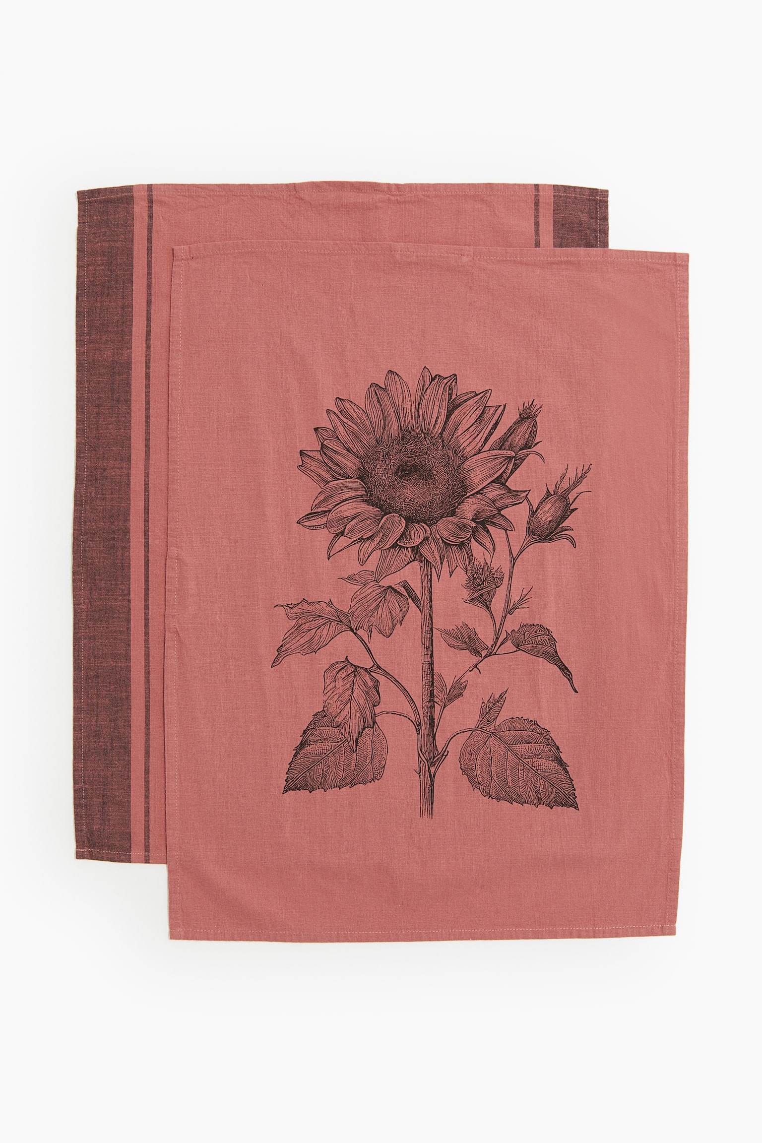 2-pack print-motif tea towels - Light brick red/Sunflower/Light beige/Sunflower - 4