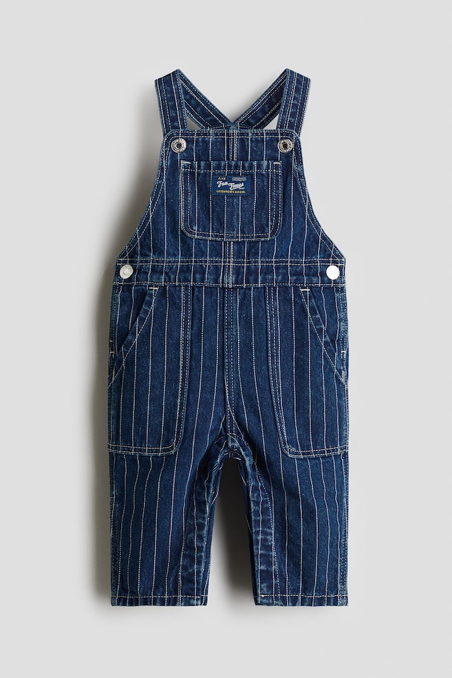 Denim Dungarees - Dark denim blue/Stripe - 1