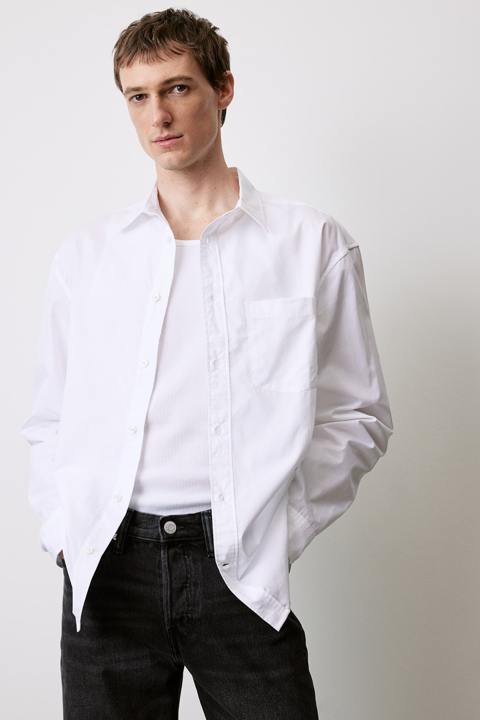 Loose Fit Poplin shirt - White - 4