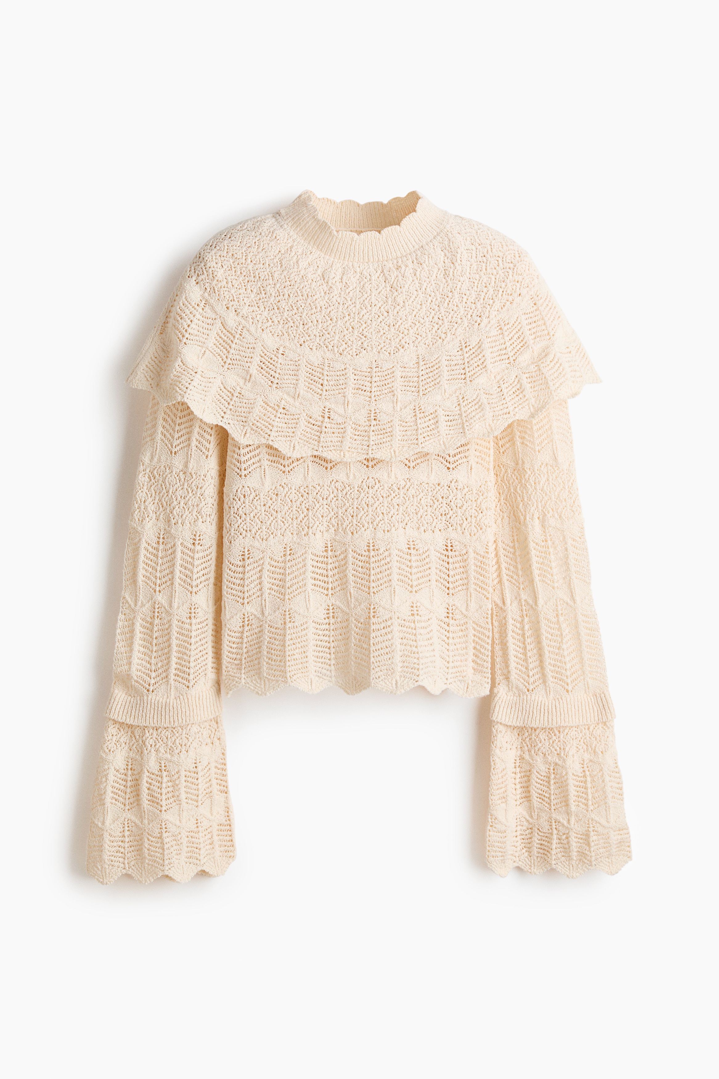 Top con capa apariencia de encaje - Crema