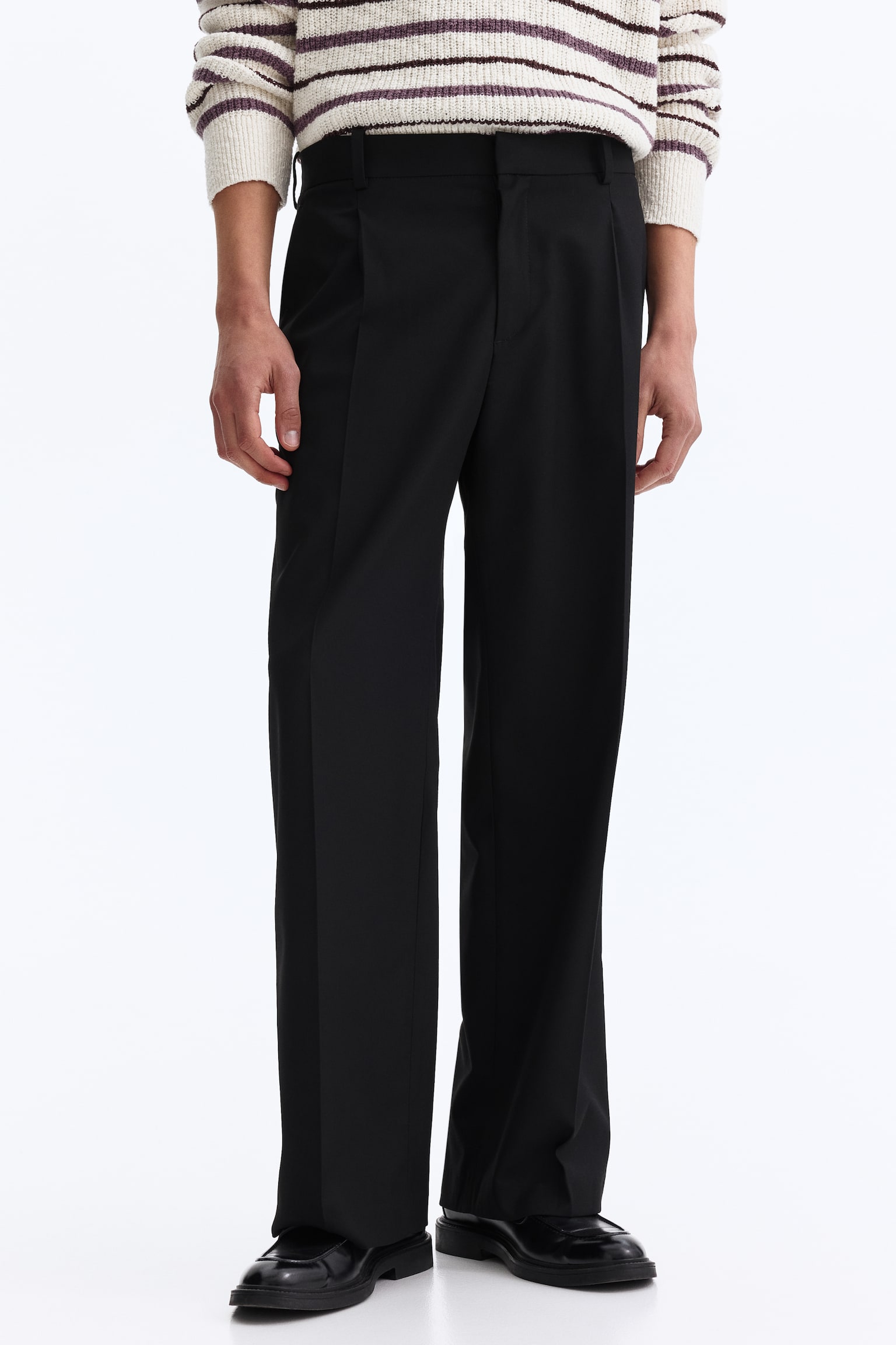 Loose Fit Tailored trousers - Black/Dark brown - 7
