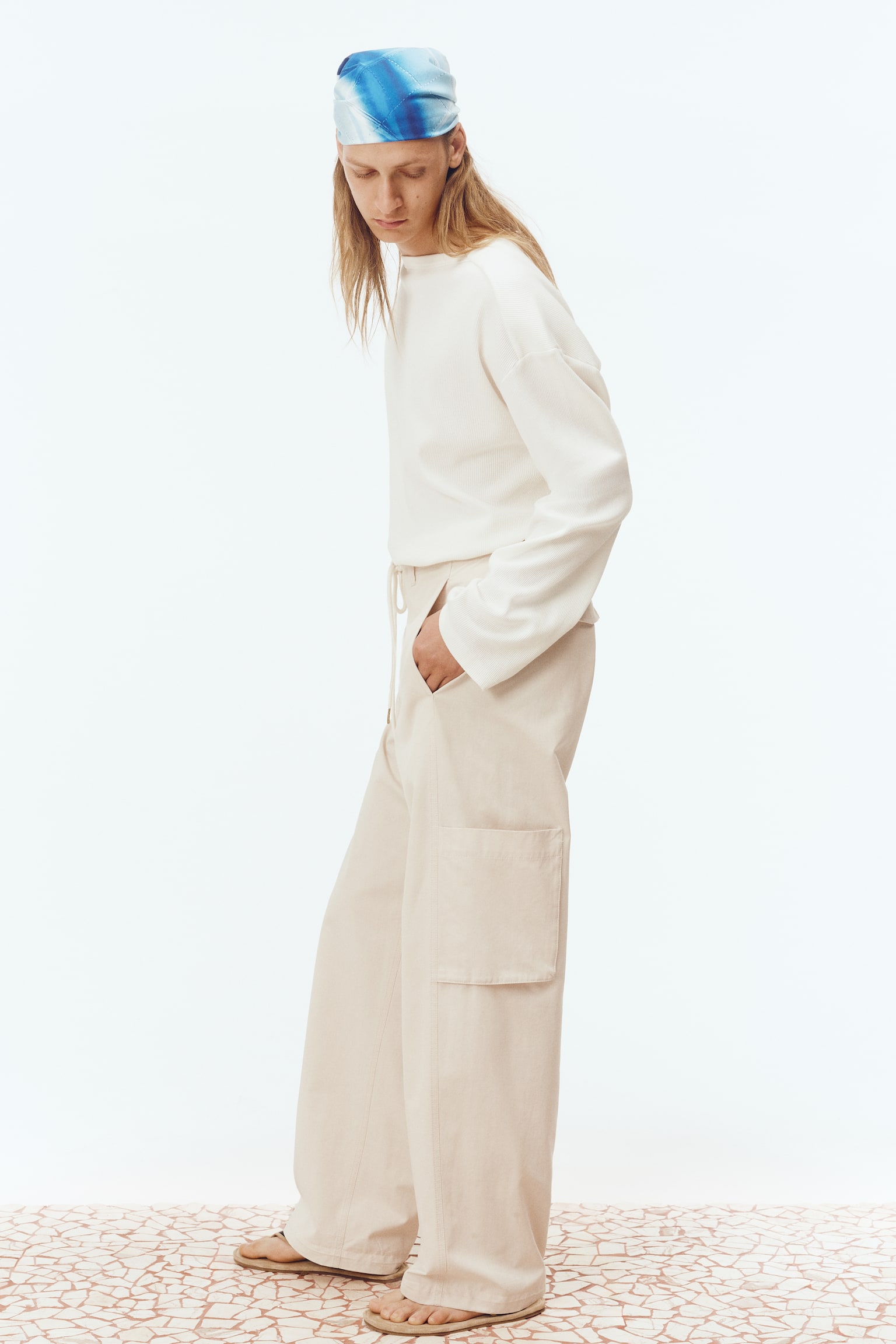 Мужские брюки H&M Loose-Fit Cargo, цвет: Светлый бежевый — фото 5