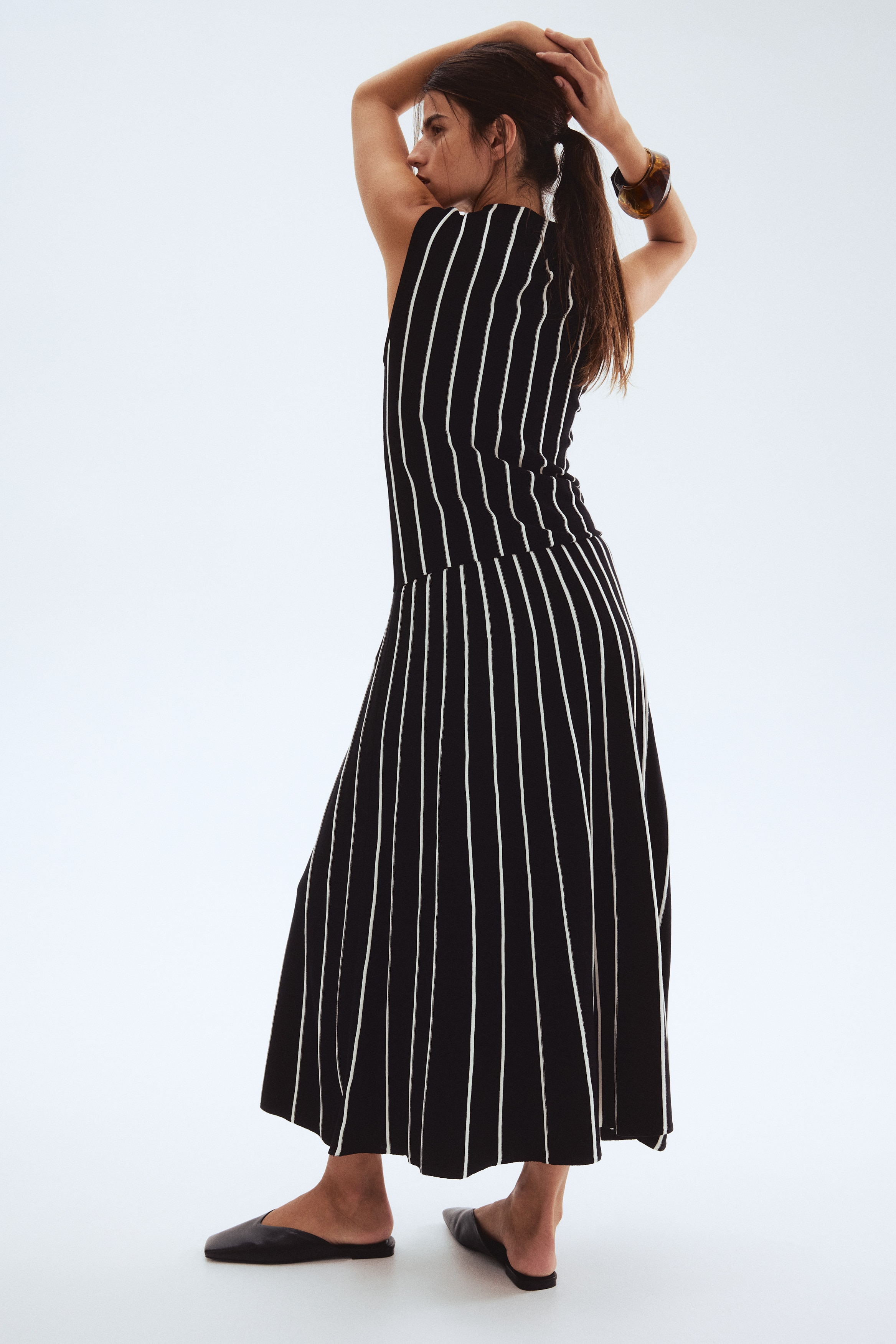 princess polly baby blue dress Fit And Flare Tie Front Stripe Maxi Dress