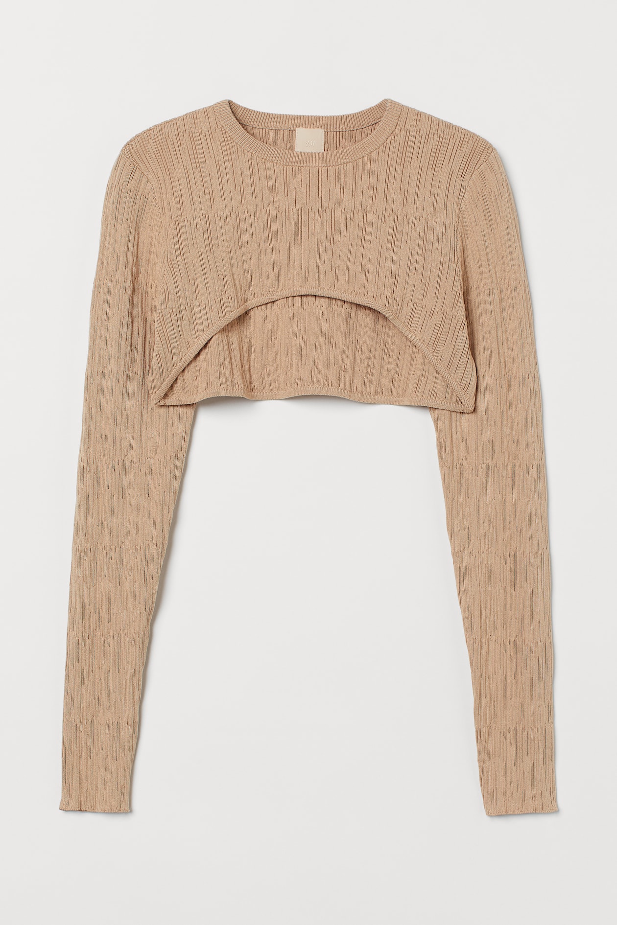 Bolero-Shirt - Rundausschnitt - Langarm - Beige - Ladies | H&M DE