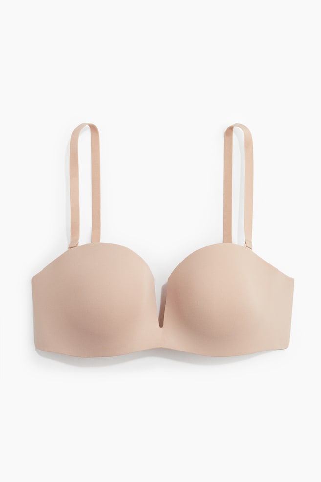 Microfibre non-wired padded balconette bra - Beige/Black - 1